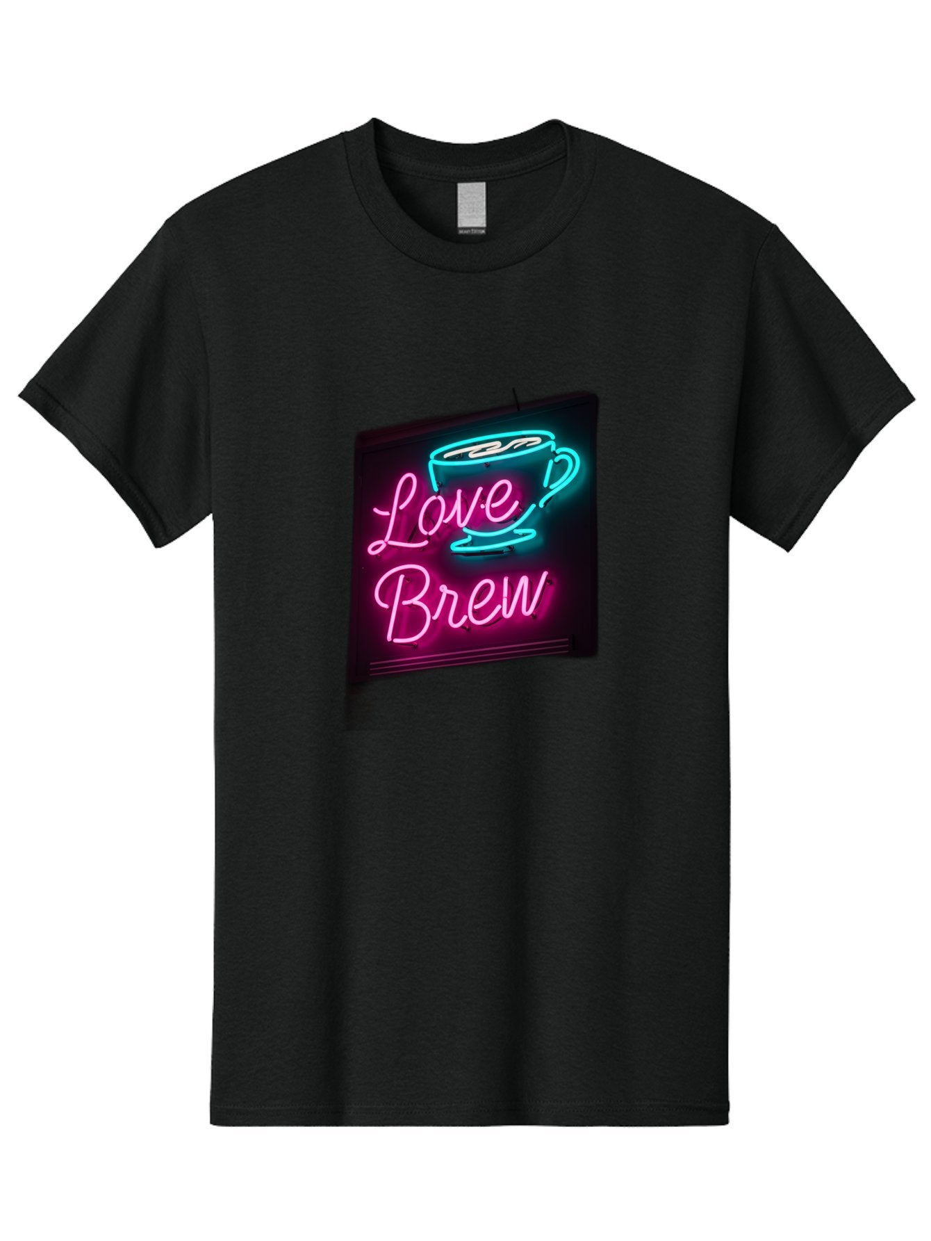 Love-Brew Men'S Graphic Tee, 100% Cotton, Comfortable Casual Summer Wear, Machine Washable, Neon Sign, Coffee Cup, Love Brew, Coffee Culture, Cafe Ambiance, Retro Advertisement, Nostalgic Decor, Coffee Lover, Vibrant Neon Lights, Baa933 14