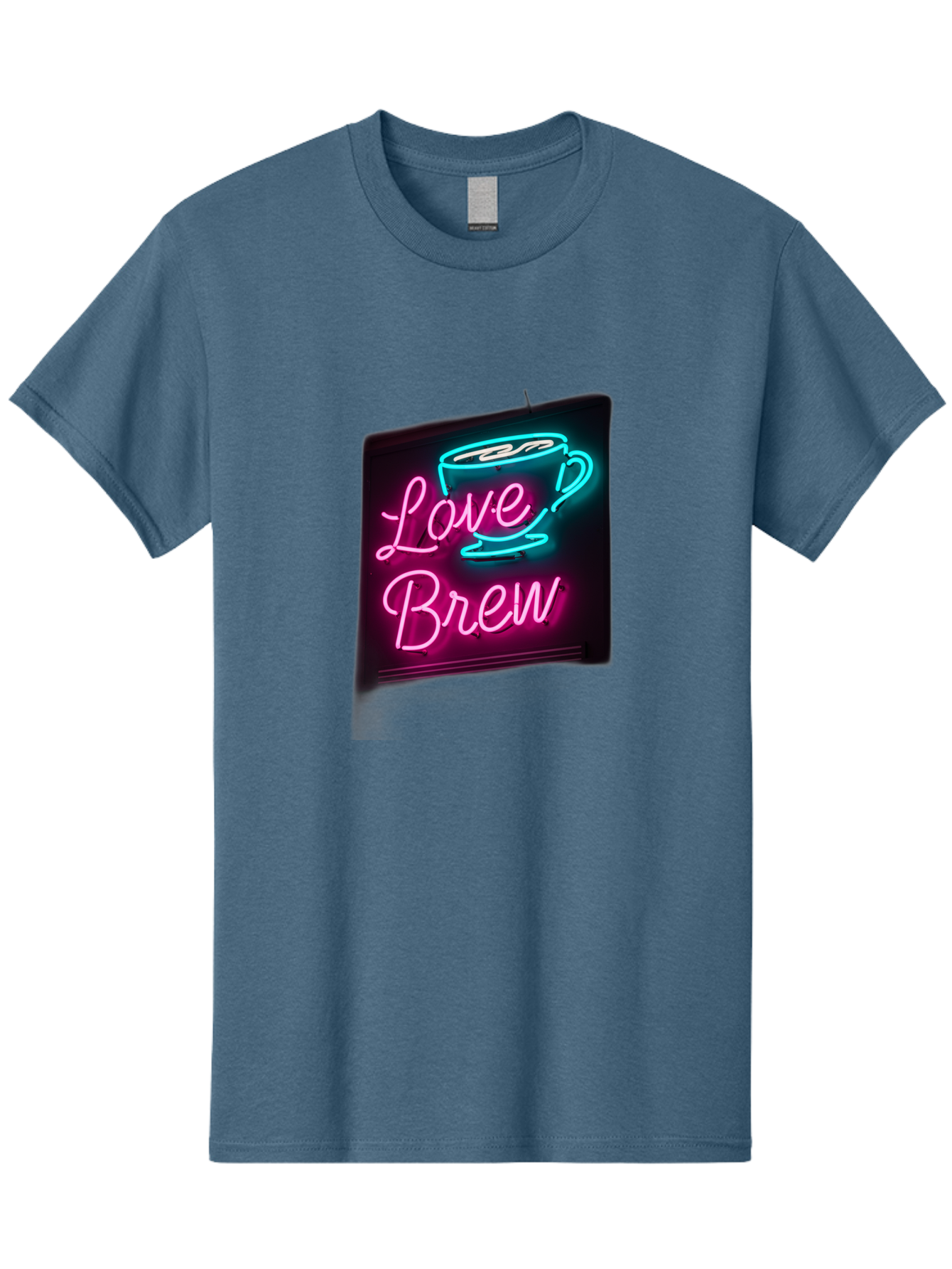 Love-Brew Men'S Graphic Tee, 100% Cotton, Comfortable Casual Summer Wear, Machine Washable, Neon Sign, Coffee Cup, Love Brew, Coffee Culture, Cafe Ambiance, Retro Advertisement, Nostalgic Decor, Coffee Lover, Vibrant Neon Lights, Baa933 11