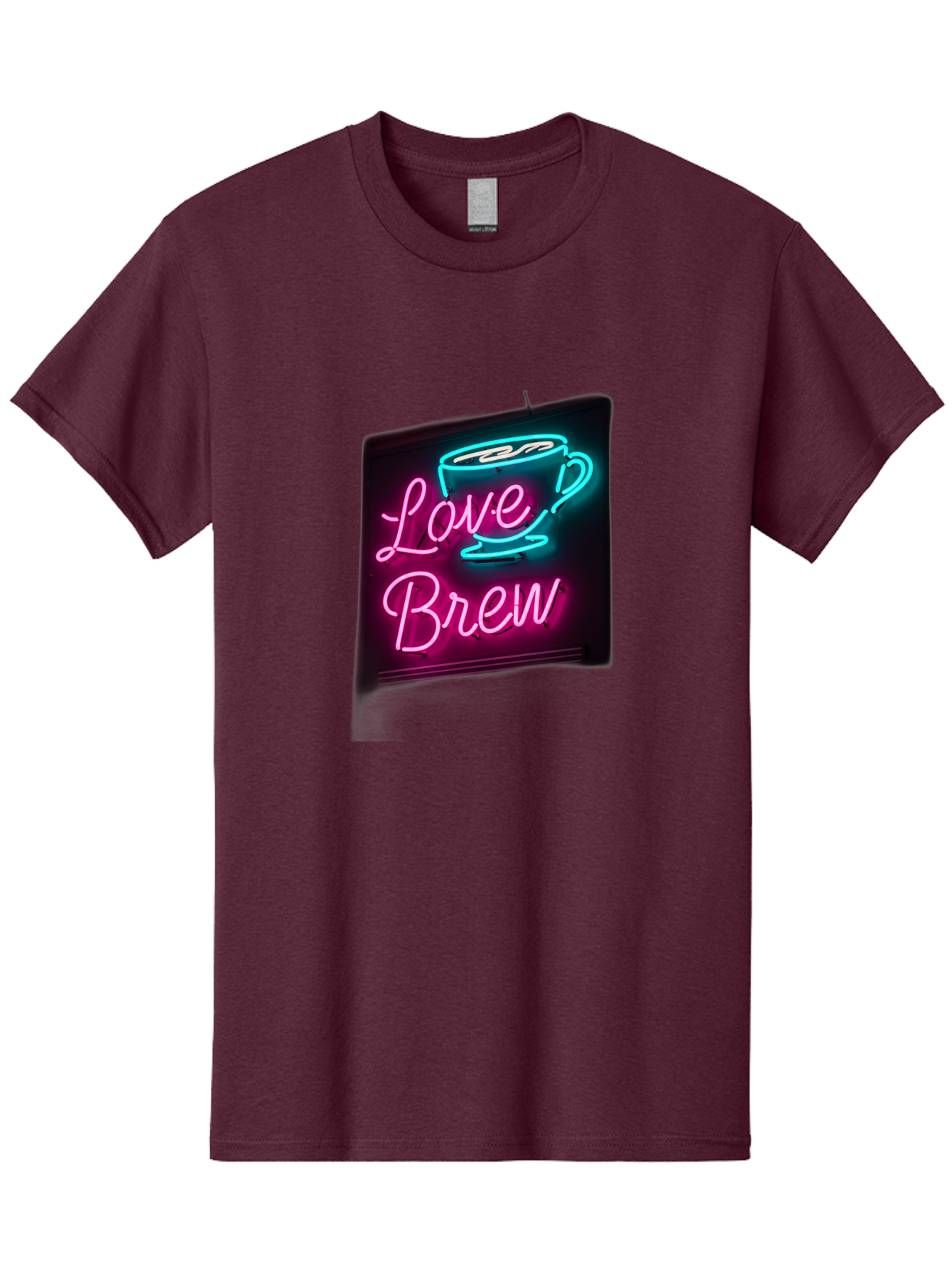 Love-Brew Men'S Graphic Tee, 100% Cotton, Comfortable Casual Summer Wear, Machine Washable, Neon Sign, Coffee Cup, Love Brew, Coffee Culture, Cafe Ambiance, Retro Advertisement, Nostalgic Decor, Coffee Lover, Vibrant Neon Lights, Baa933 23