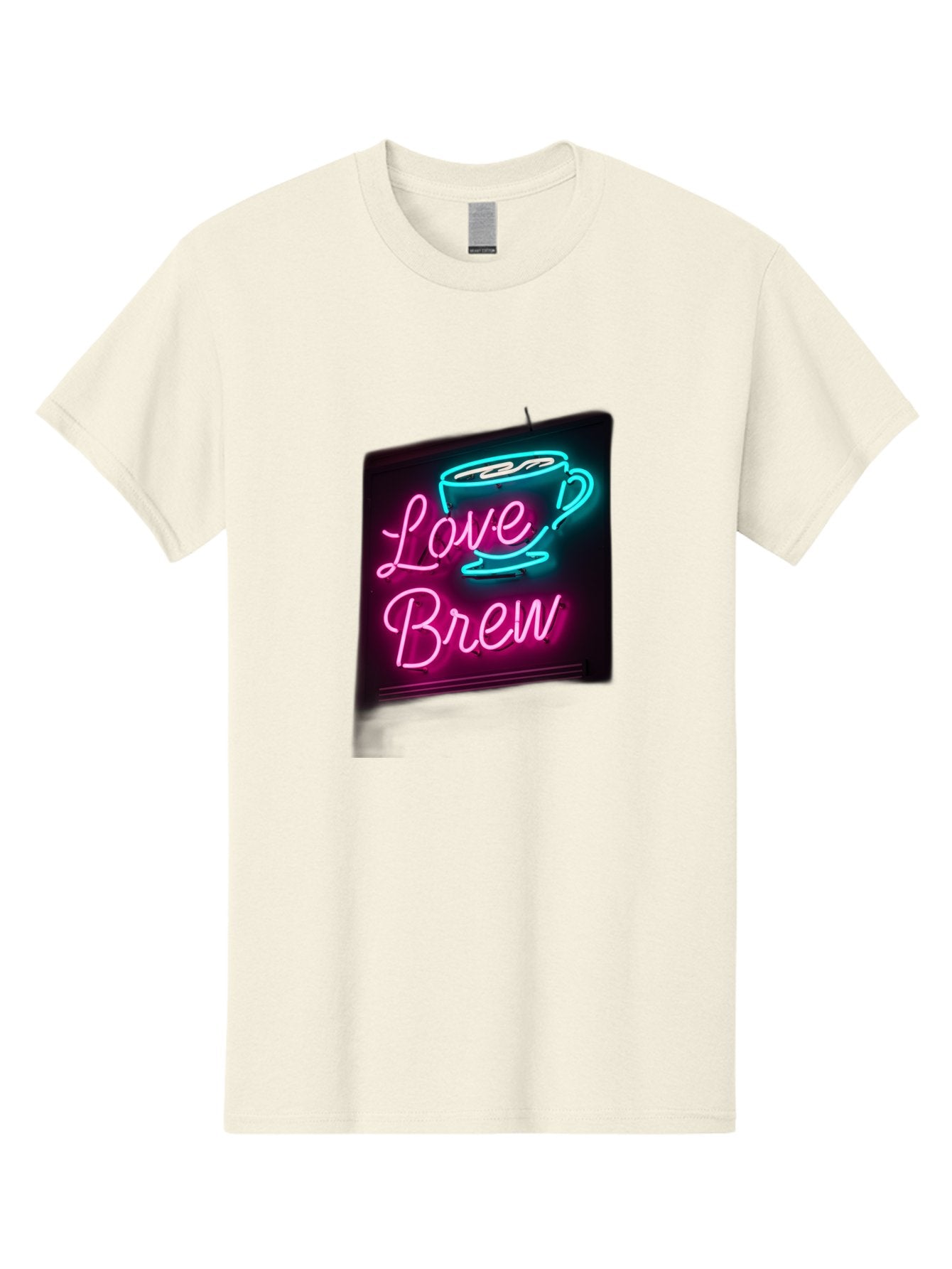 Love-Brew Men'S Graphic Tee, 100% Cotton, Comfortable Casual Summer Wear, Machine Washable, Neon Sign, Coffee Cup, Love Brew, Coffee Culture, Cafe Ambiance, Retro Advertisement, Nostalgic Decor, Coffee Lover, Vibrant Neon Lights, Baa933 11