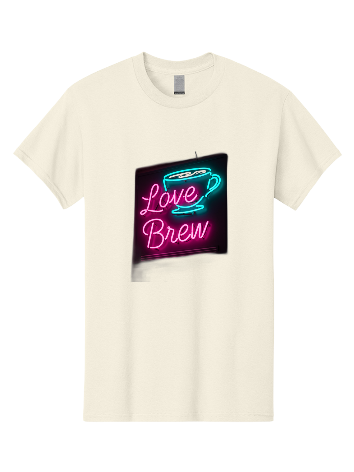 Love-Brew Men'S Graphic Tee, 100% Cotton, Comfortable Casual Summer Wear, Machine Washable, Neon Sign, Coffee Cup, Love Brew, Coffee Culture, Cafe Ambiance, Retro Advertisement, Nostalgic Decor, Coffee Lover, Vibrant Neon Lights, Baa933 7