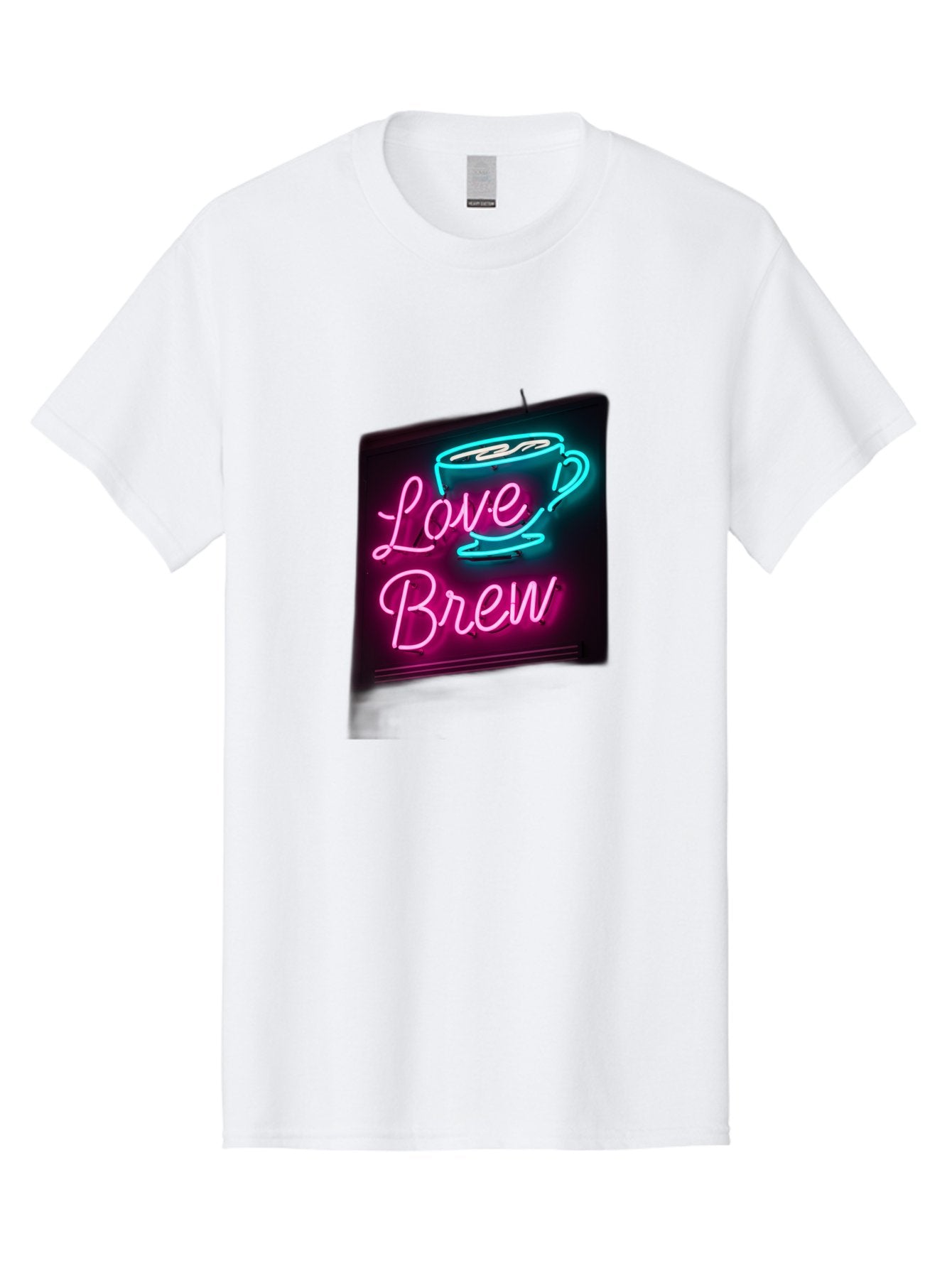 Love-Brew Men'S Graphic Tee, 100% Cotton, Comfortable Casual Summer Wear, Machine Washable, Neon Sign, Coffee Cup, Love Brew, Coffee Culture, Cafe Ambiance, Retro Advertisement, Nostalgic Decor, Coffee Lover, Vibrant Neon Lights, Baa933 7