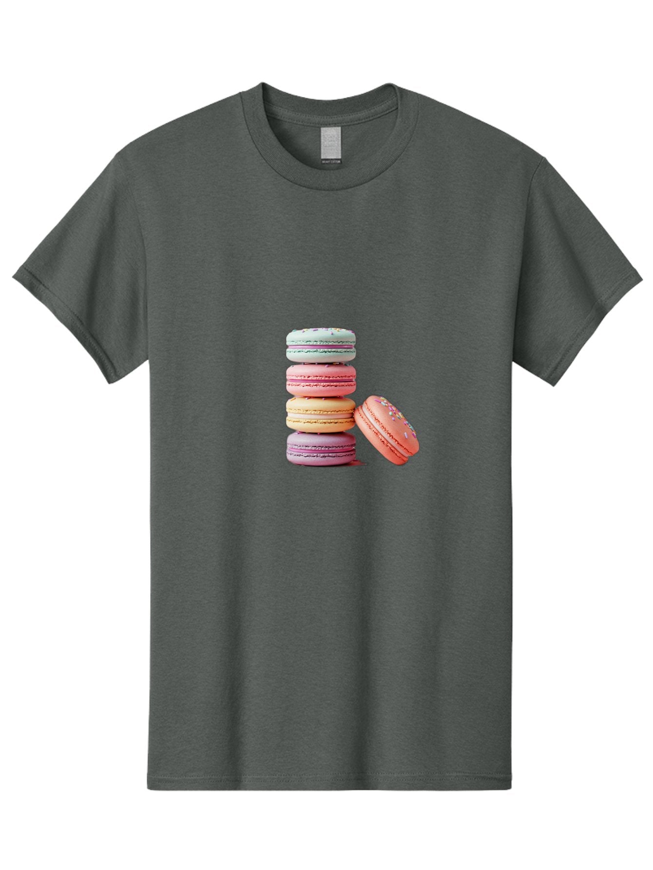 Macaron-Stack-1 Men'S Graphic Tee, 100% Cotton, Comfortable Casual Summer Wear, Machine Washable, Pastel-Colored Macarons, Stacked Macarons, Colorful Dessert, Sweet Treats, Macaron Stack, Vibrant Colors, Sweet Macarons, French Patisserie Baa937 8