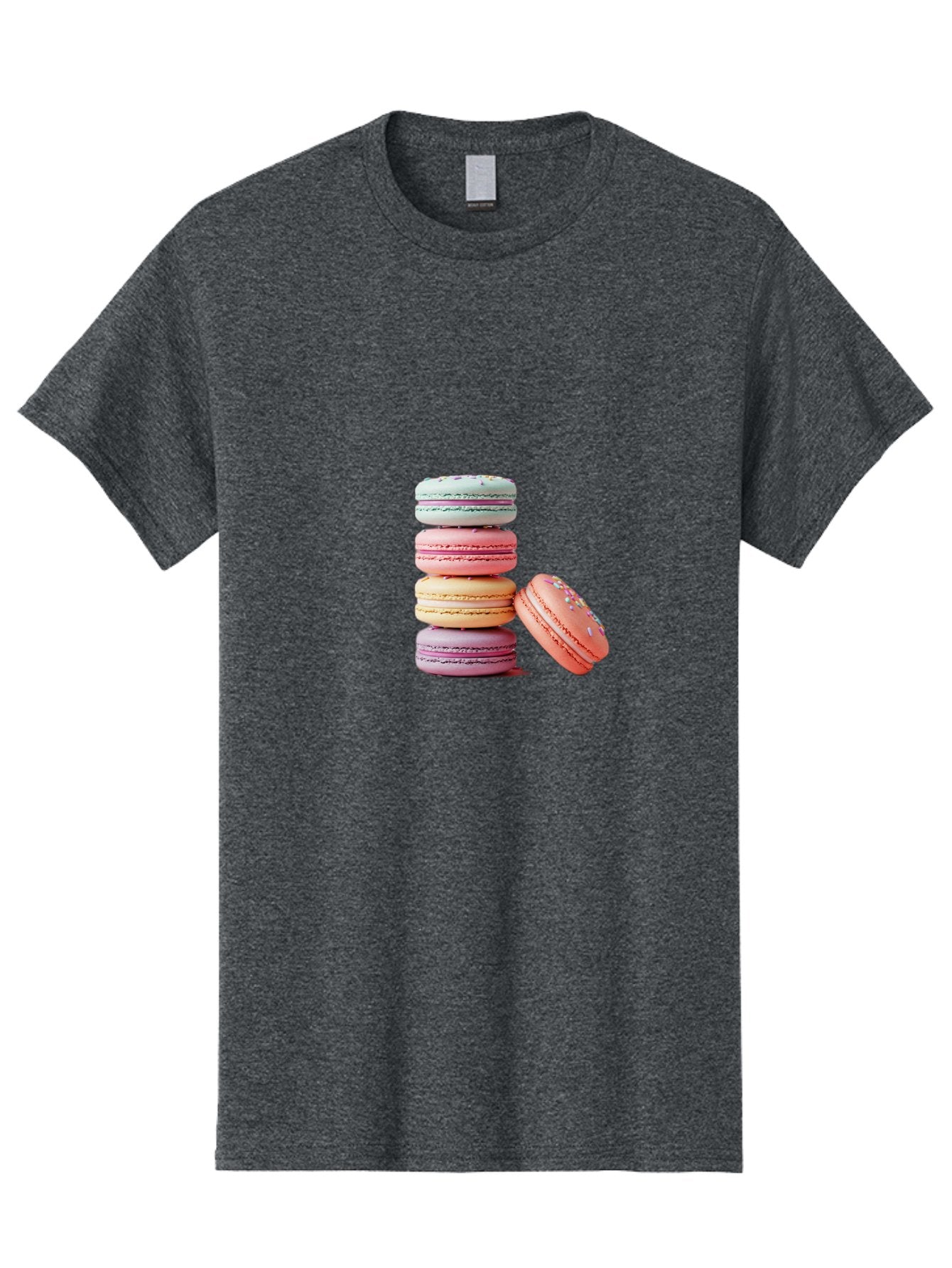 Macaron-Stack-1 Men'S Graphic Tee, 100% Cotton, Comfortable Casual Summer Wear, Machine Washable, Pastel-Colored Macarons, Stacked Macarons, Colorful Dessert, Sweet Treats, Macaron Stack, Vibrant Colors, Sweet Macarons, French Patisserie Baa937