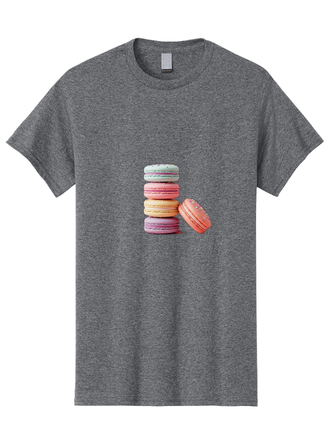 Macaron-Stack-1 Men'S Graphic Tee, 100% Cotton, Comfortable Casual Summer Wear, Machine Washable, Pastel-Colored Macarons, Stacked Macarons, Colorful Dessert, Sweet Treats, Macaron Stack, Vibrant Colors, Sweet Macarons, French Patisserie Baa937 4
