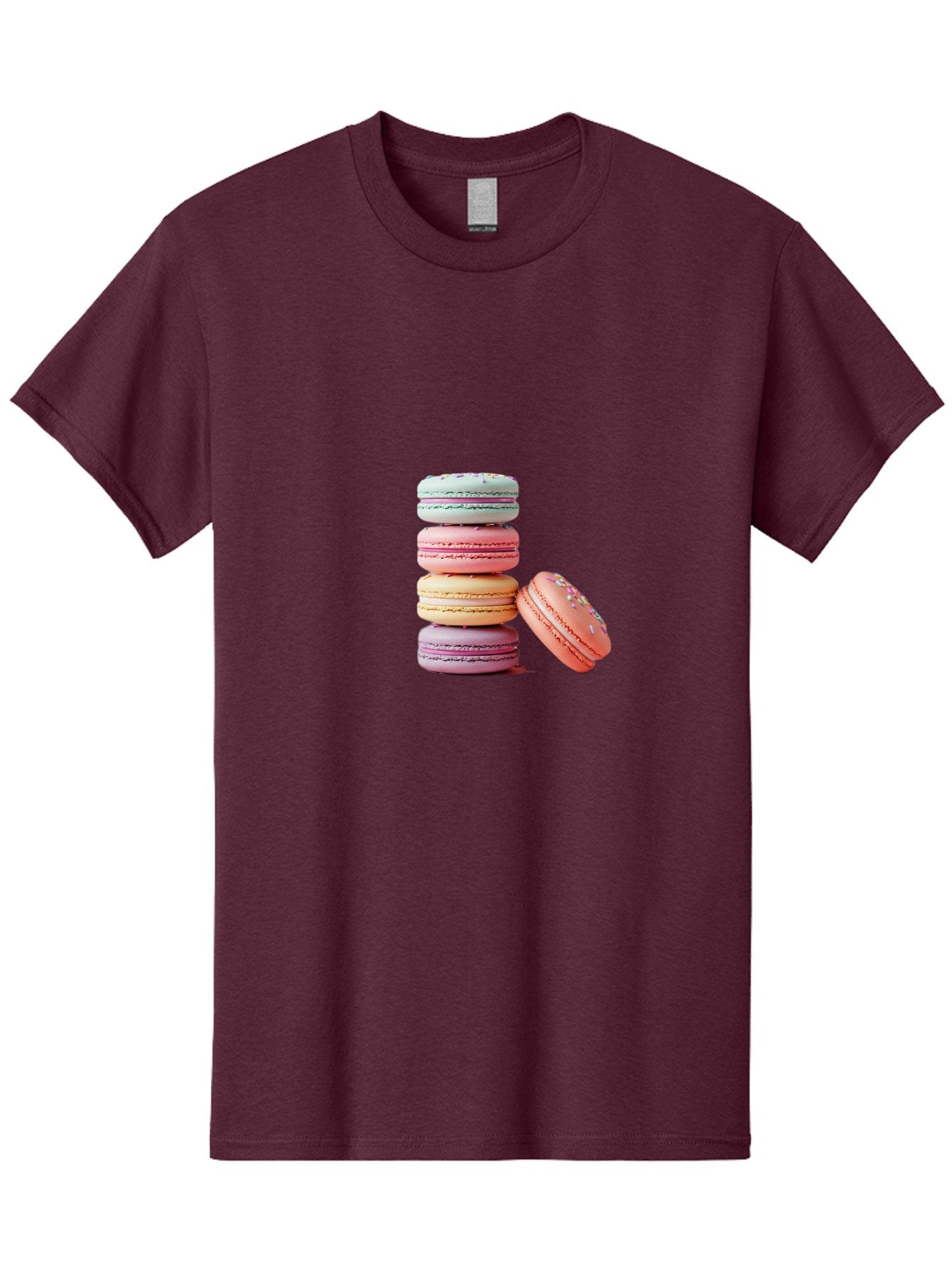 Macaron-Stack-1 Men'S Graphic Tee, 100% Cotton, Comfortable Casual Summer Wear, Machine Washable, Pastel-Colored Macarons, Stacked Macarons, Colorful Dessert, Sweet Treats, Macaron Stack, Vibrant Colors, Sweet Macarons, French Patisserie Baa937 5