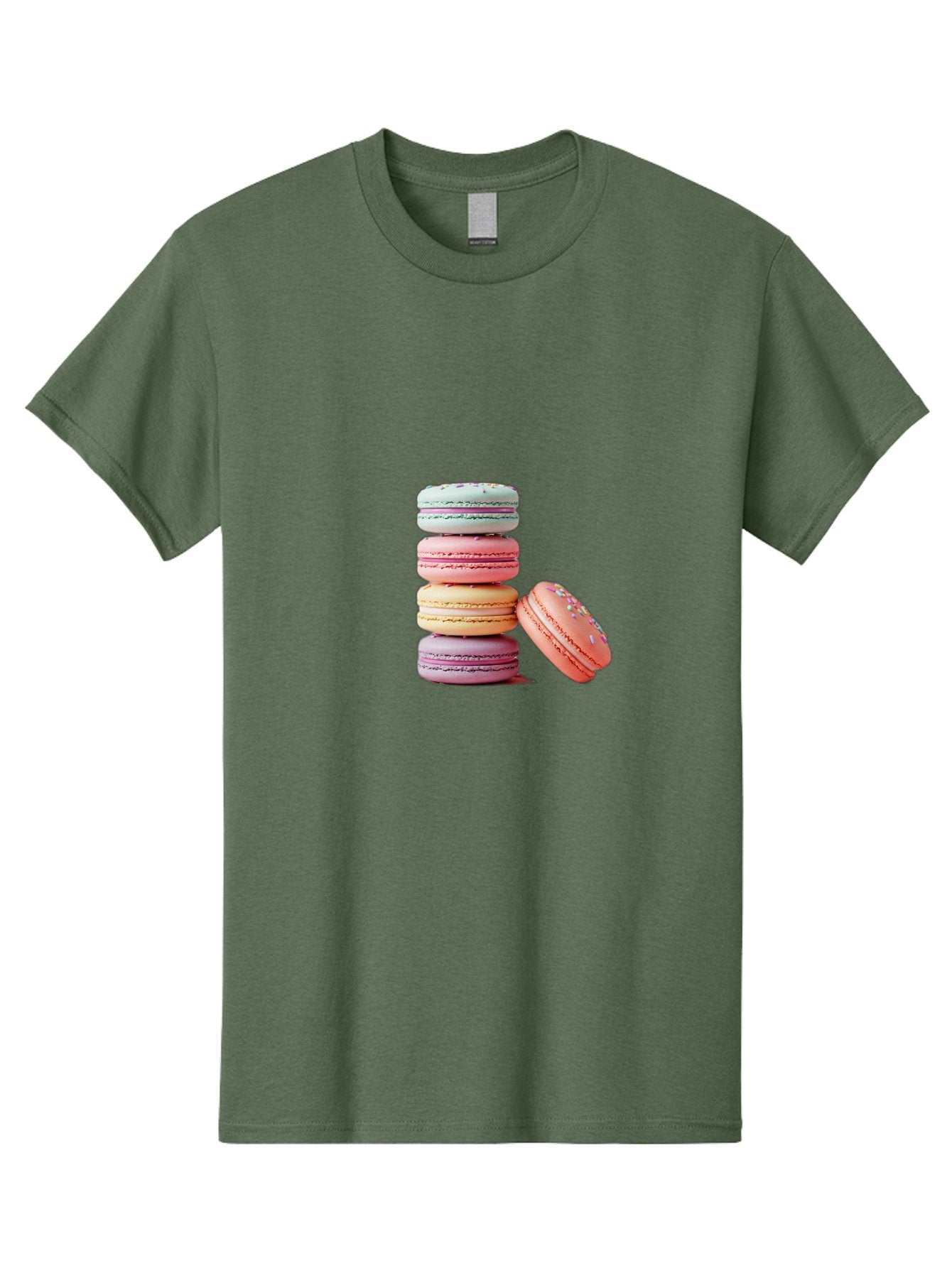 Macaron-Stack-1 Men'S Graphic Tee, 100% Cotton, Comfortable Casual Summer Wear, Machine Washable, Pastel-Colored Macarons, Stacked Macarons, Colorful Dessert, Sweet Treats, Macaron Stack, Vibrant Colors, Sweet Macarons, French Patisserie Baa937