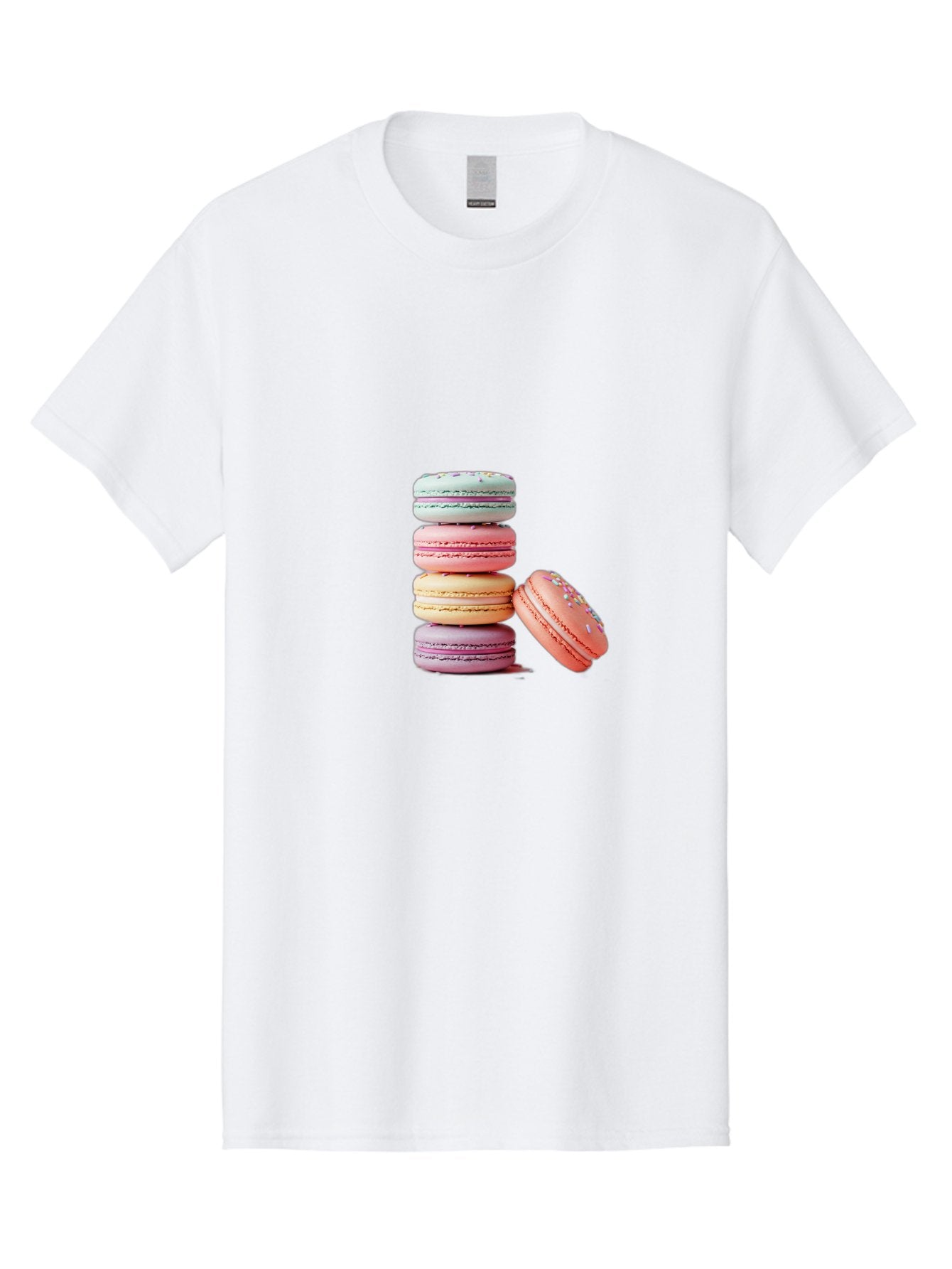 Macaron-Stack-1 Men'S Graphic Tee, 100% Cotton, Comfortable Casual Summer Wear, Machine Washable, Pastel-Colored Macarons, Stacked Macarons, Colorful Dessert, Sweet Treats, Macaron Stack, Vibrant Colors, Sweet Macarons, French Patisserie Baa937 7