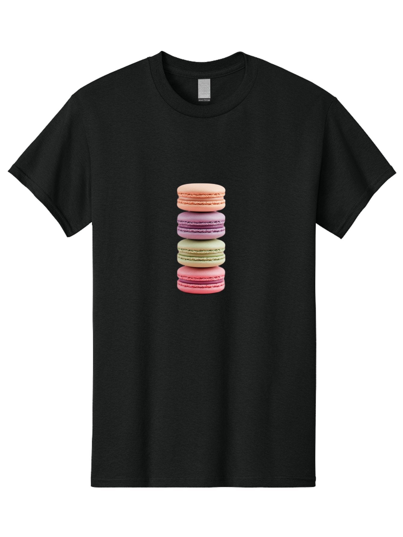 Macaron-Stack Men'S Graphic Tee, 100% Cotton, Comfortable Casual Summer Wear, Machine Washable, Colorful Macarons, Pastel Colors, Sweet Treats, Stacked Macarons, Macaron Tower, French Dessert, Baked Goods, Delicate Cookies, Sweet Indulgence, Baa938 4