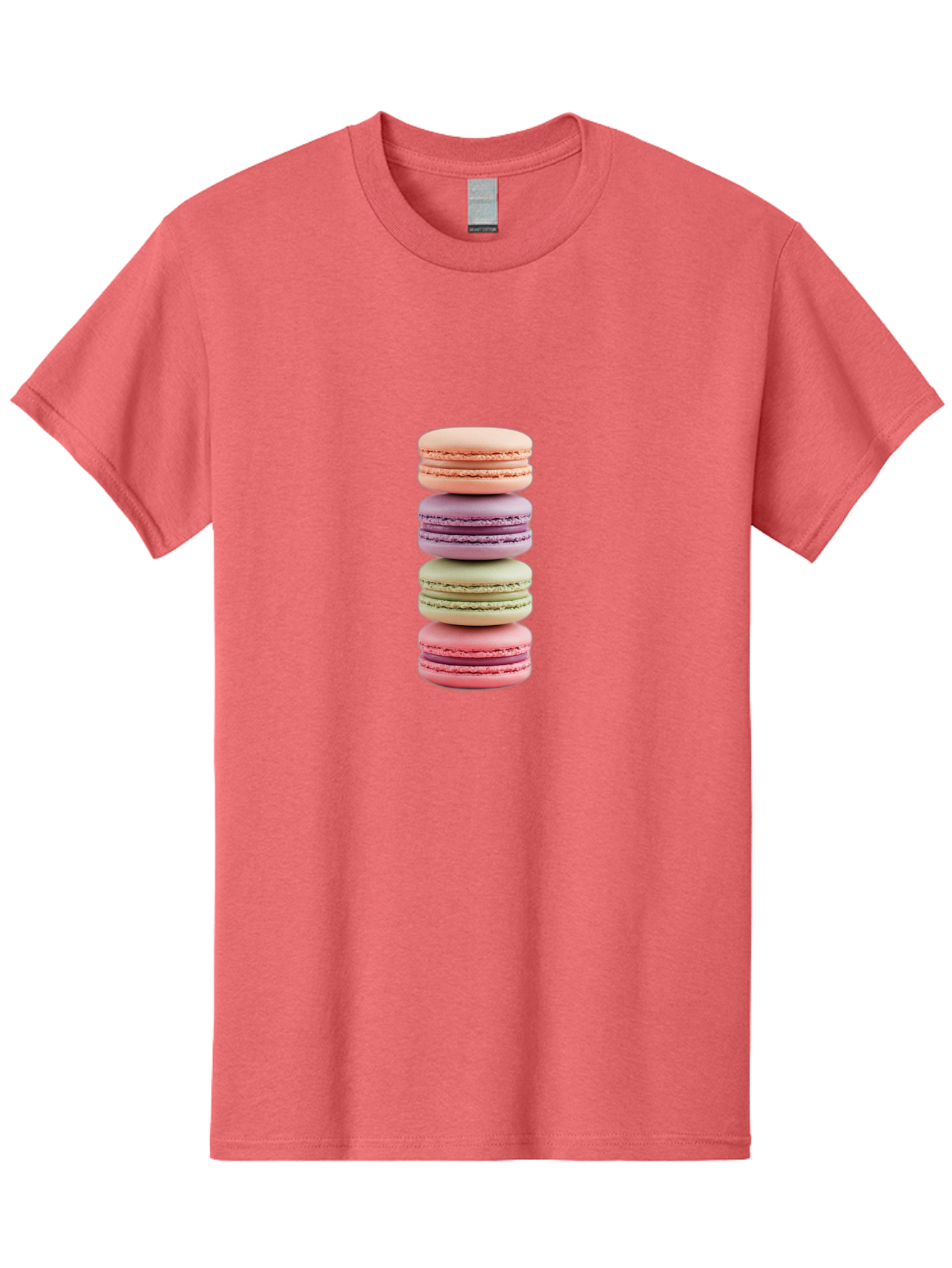 Macaron-Stack Men'S Graphic Tee, 100% Cotton, Comfortable Casual Summer Wear, Machine Washable, Colorful Macarons, Pastel Colors, Sweet Treats, Stacked Macarons, Macaron Tower, French Dessert, Baked Goods, Delicate Cookies, Sweet Indulgence, Baa938