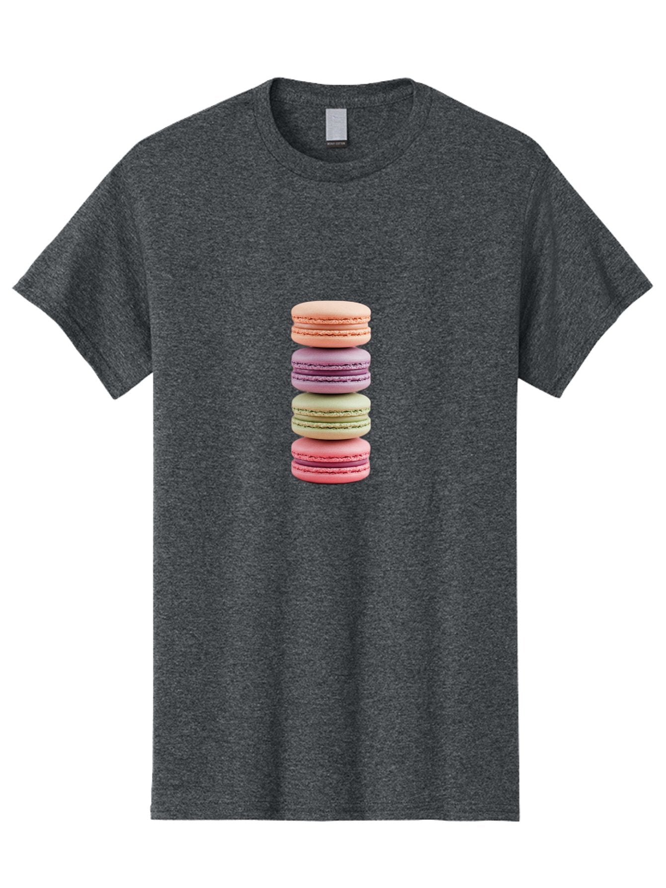 Macaron-Stack Men'S Graphic Tee, 100% Cotton, Comfortable Casual Summer Wear, Machine Washable, Colorful Macarons, Pastel Colors, Sweet Treats, Stacked Macarons, Macaron Tower, French Dessert, Baked Goods, Delicate Cookies, Sweet Indulgence, Baa938
