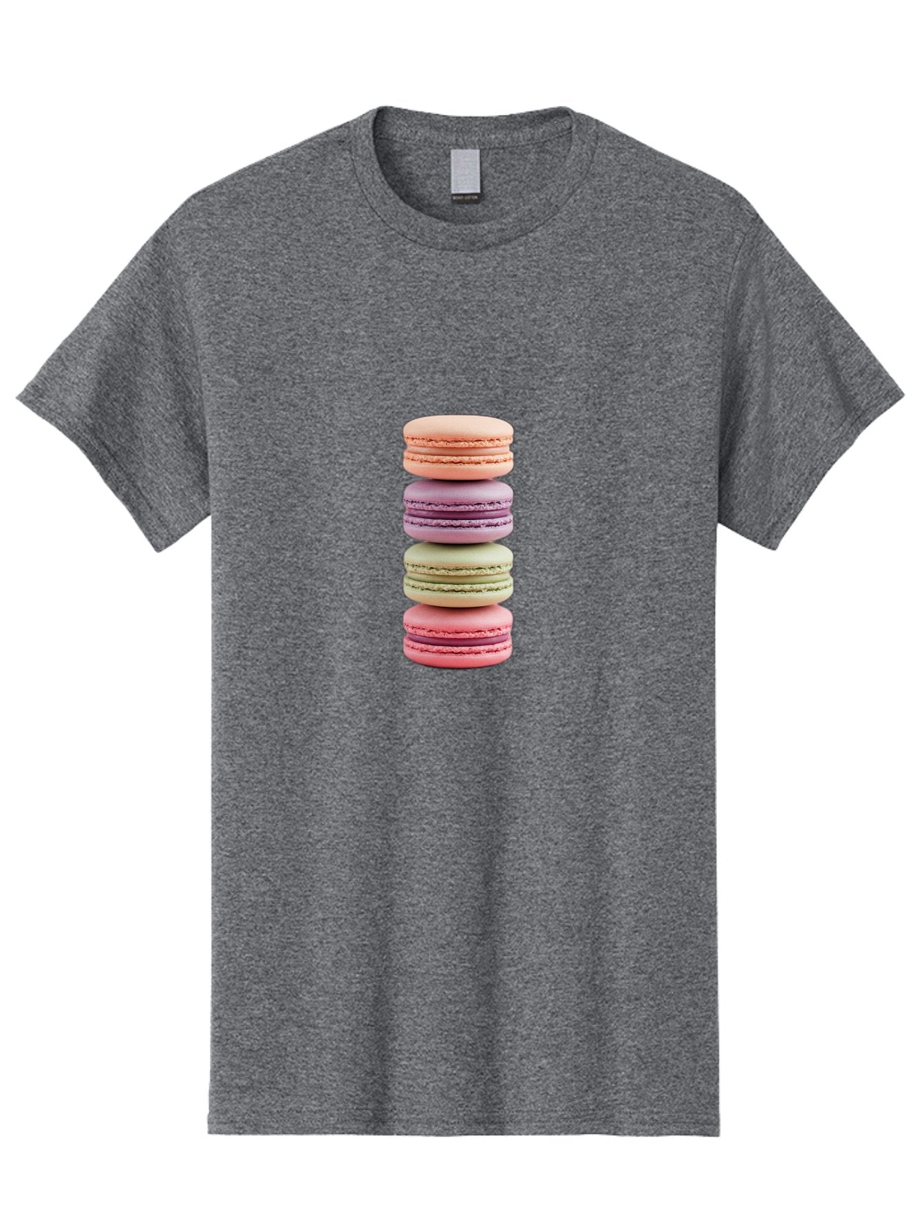Macaron-Stack Men'S Graphic Tee, 100% Cotton, Comfortable Casual Summer Wear, Machine Washable, Colorful Macarons, Pastel Colors, Sweet Treats, Stacked Macarons, Macaron Tower, French Dessert, Baked Goods, Delicate Cookies, Sweet Indulgence, Baa938 6