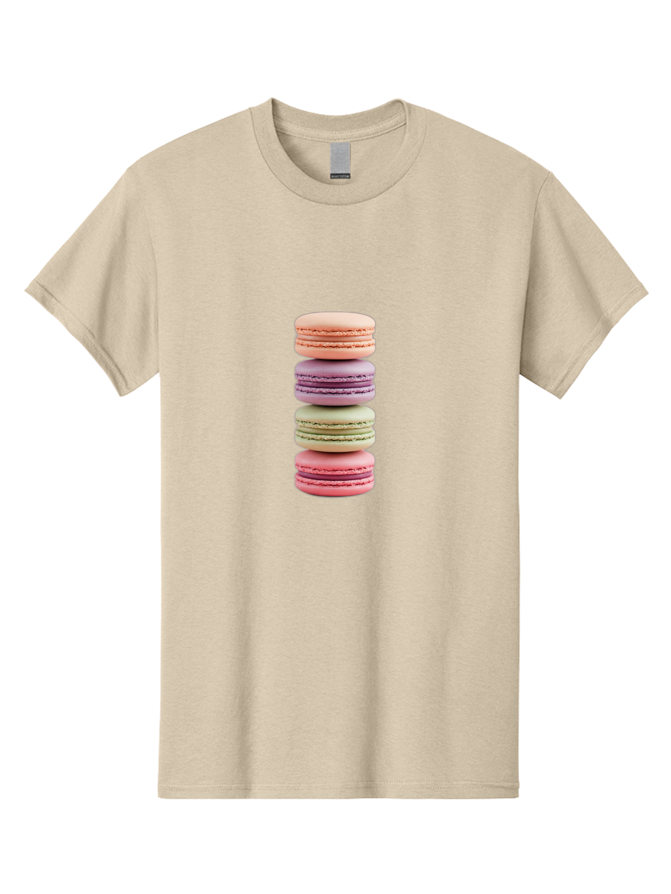 Macaron-Stack Men'S Graphic Tee, 100% Cotton, Comfortable Casual Summer Wear, Machine Washable, Colorful Macarons, Pastel Colors, Sweet Treats, Stacked Macarons, Macaron Tower, French Dessert, Baked Goods, Delicate Cookies, Sweet Indulgence, Baa938 3