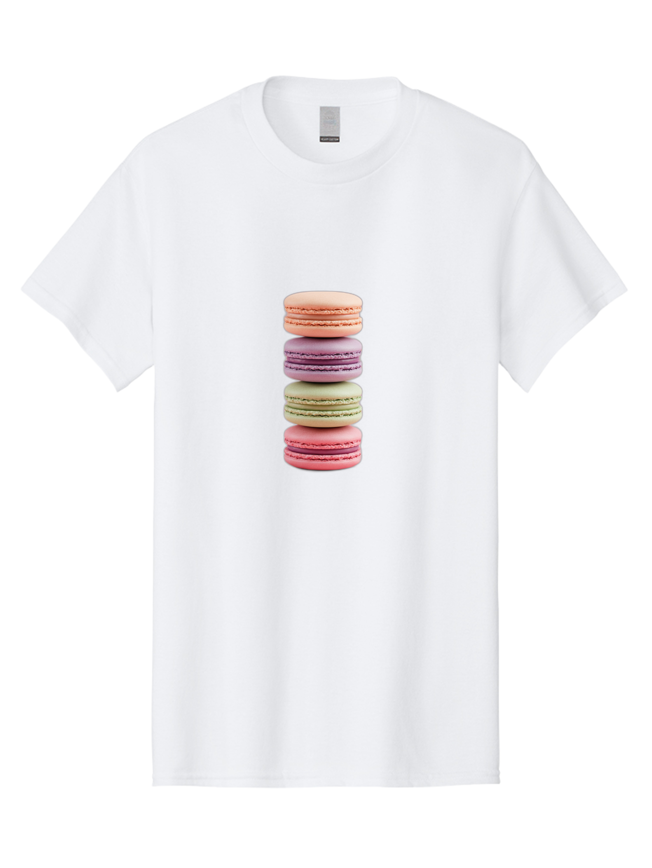 Macaron-Stack Men'S Graphic Tee, 100% Cotton, Comfortable Casual Summer Wear, Machine Washable, Colorful Macarons, Pastel Colors, Sweet Treats, Stacked Macarons, Macaron Tower, French Dessert, Baked Goods, Delicate Cookies, Sweet Indulgence, Baa938 27
