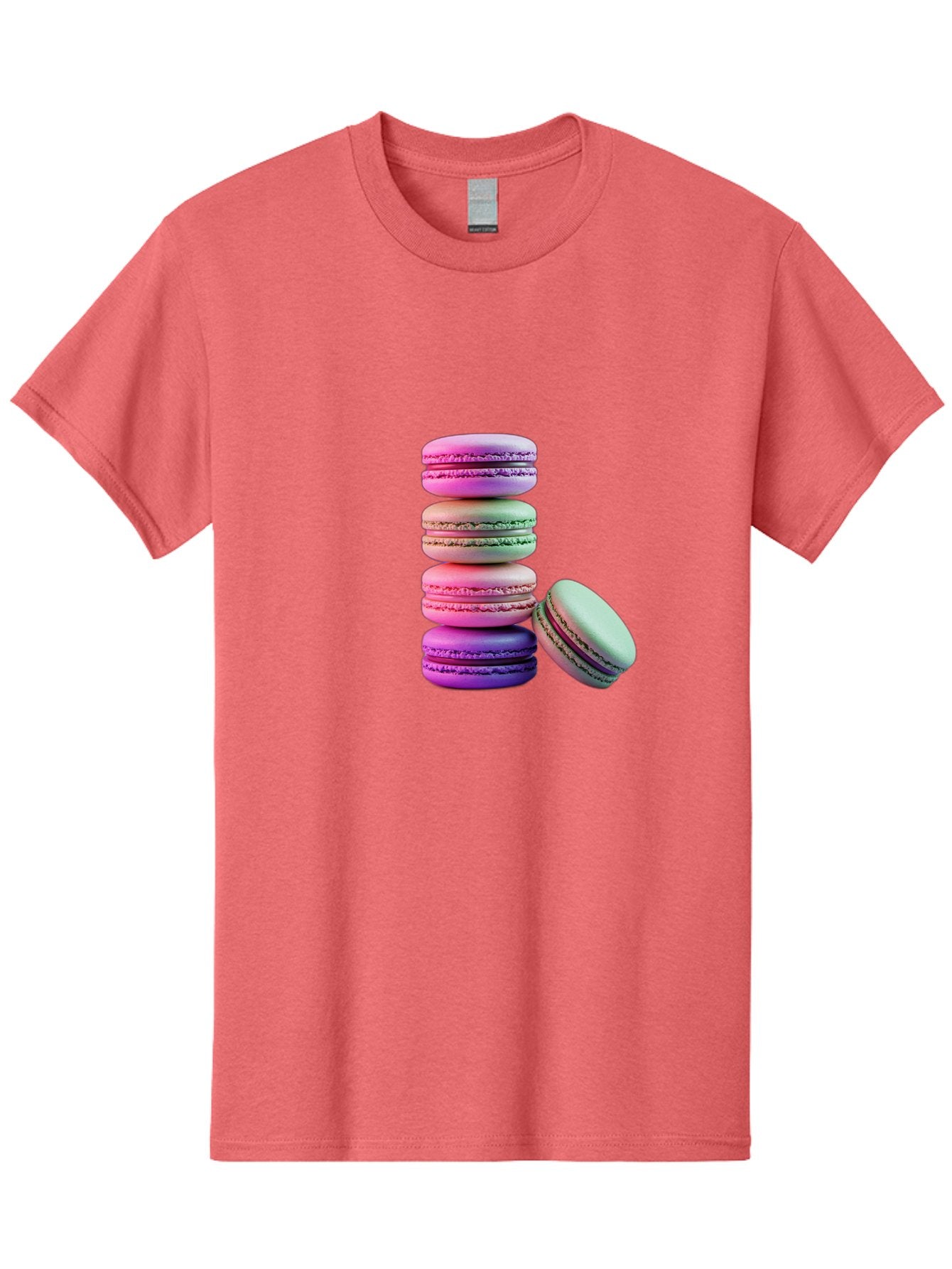 Macaron-Tower-1 Men'S Graphic Tee, 100% Cotton, Comfortable Casual Summer Wear, Machine Washable, Stacked Macarons, Colorful Treats, French Desserts, Sweet Indulgences, Pastel Colors, Layered Cookies, Creamy Fillings, Dessert Photography Baa939 12