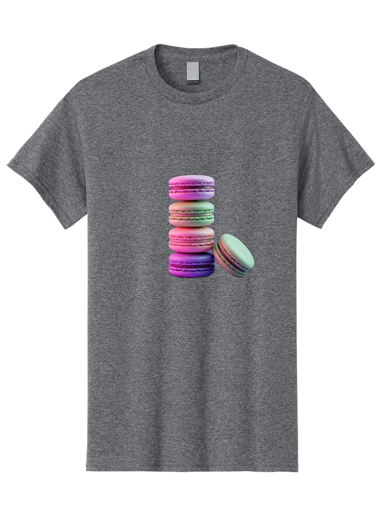 Macaron-Tower-1 Men'S Graphic Tee, 100% Cotton, Comfortable Casual Summer Wear, Machine Washable, Stacked Macarons, Colorful Treats, French Desserts, Sweet Indulgences, Pastel Colors, Layered Cookies, Creamy Fillings, Dessert Photography Baa939 13