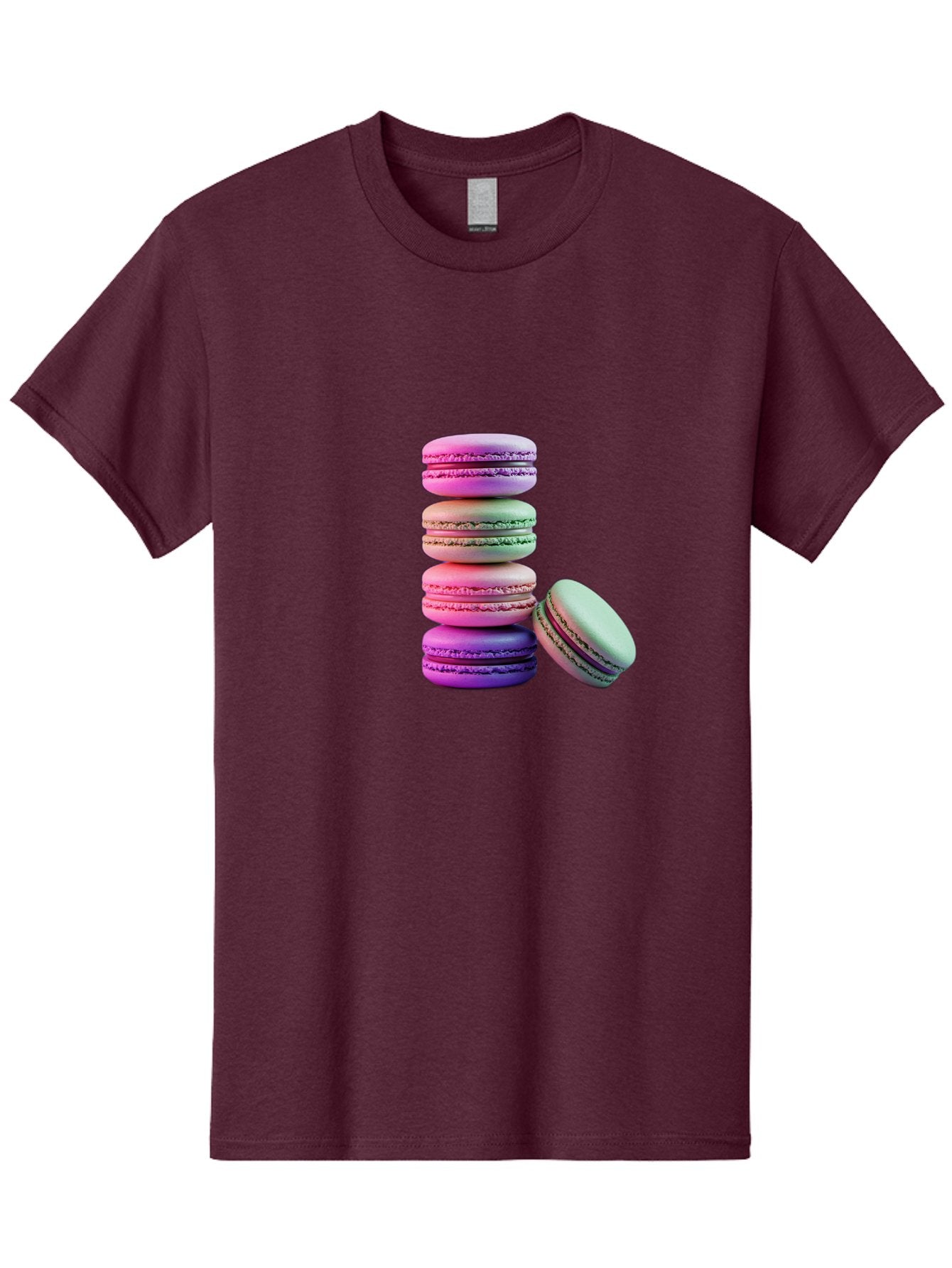 Macaron-Tower-1 Men'S Graphic Tee, 100% Cotton, Comfortable Casual Summer Wear, Machine Washable, Stacked Macarons, Colorful Treats, French Desserts, Sweet Indulgences, Pastel Colors, Layered Cookies, Creamy Fillings, Dessert Photography Baa939 7