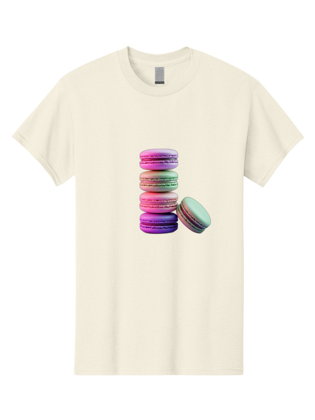 Macaron-Tower-1 Men'S Graphic Tee, 100% Cotton, Comfortable Casual Summer Wear, Machine Washable, Stacked Macarons, Colorful Treats, French Desserts, Sweet Indulgences, Pastel Colors, Layered Cookies, Creamy Fillings, Dessert Photography Baa939 6