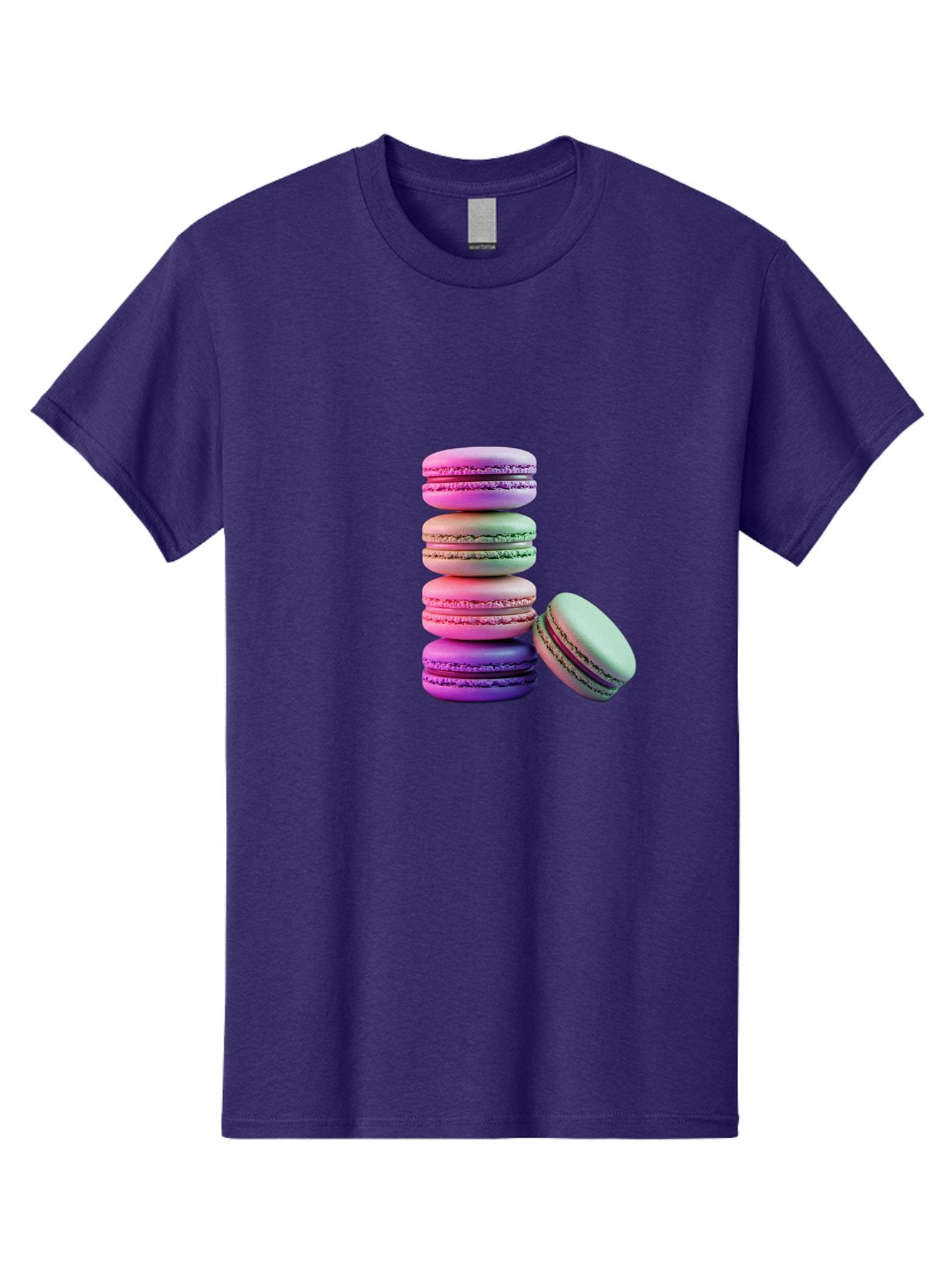 Macaron-Tower-1 Men'S Graphic Tee, 100% Cotton, Comfortable Casual Summer Wear, Machine Washable, Stacked Macarons, Colorful Treats, French Desserts, Sweet Indulgences, Pastel Colors, Layered Cookies, Creamy Fillings, Dessert Photography Baa939 10