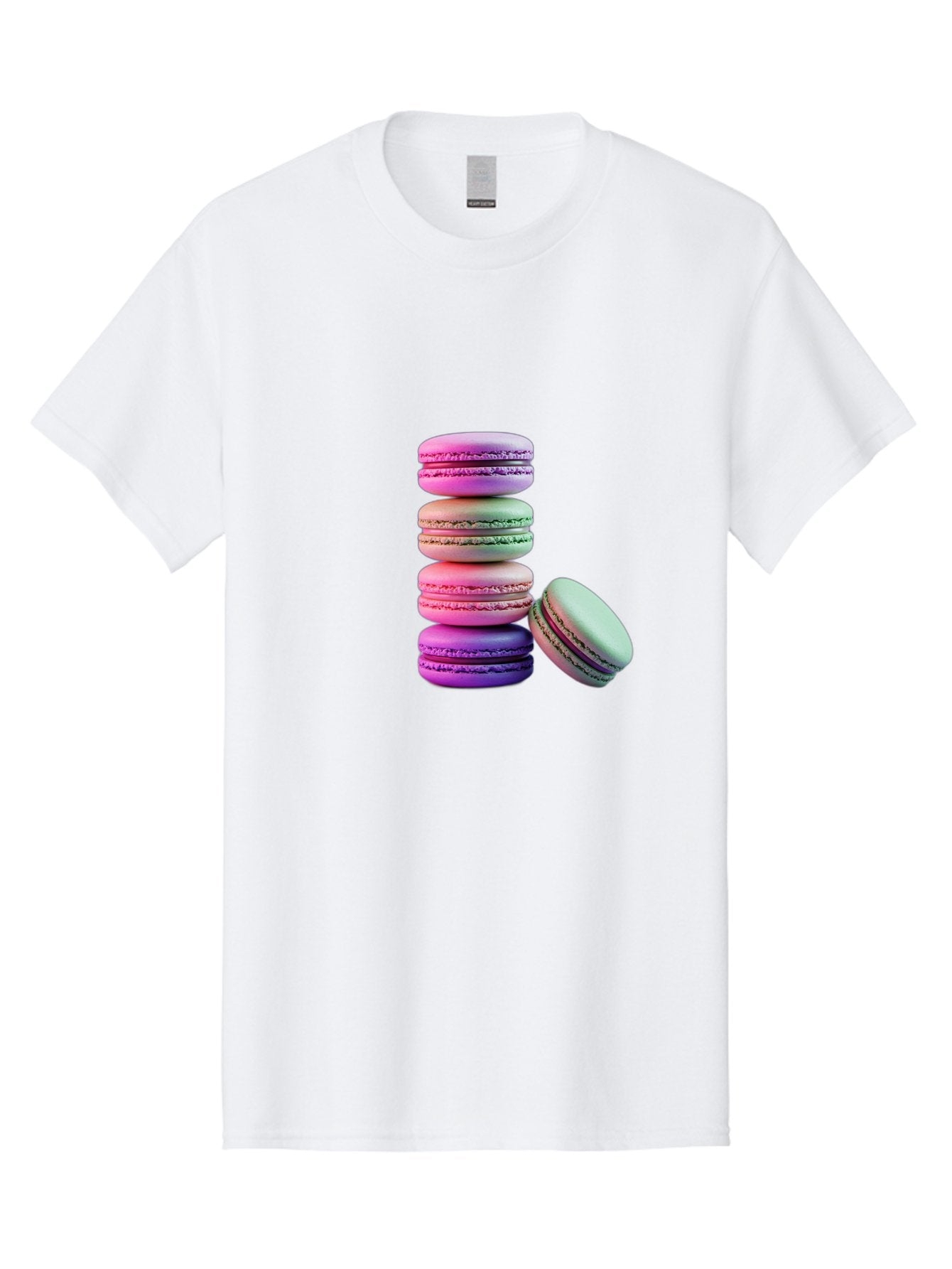 Macaron-Tower-1 Men'S Graphic Tee, 100% Cotton, Comfortable Casual Summer Wear, Machine Washable, Stacked Macarons, Colorful Treats, French Desserts, Sweet Indulgences, Pastel Colors, Layered Cookies, Creamy Fillings, Dessert Photography Baa939 14