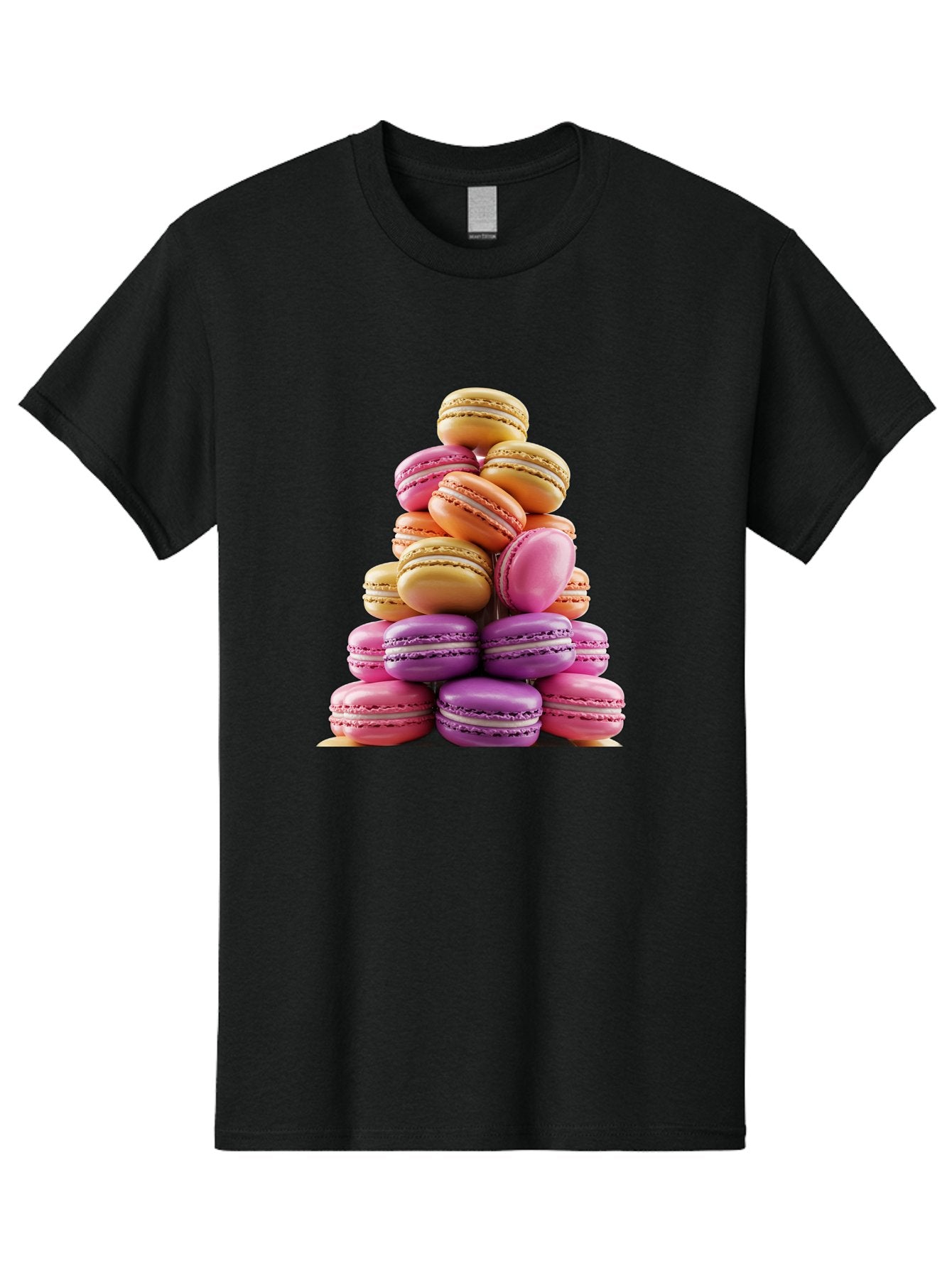 Macaron-Tower-2 Men'S Graphic Tee, 100% Cotton, Comfortable Casual Summer Wear, Machine Washable, Stack Of Macarons, Colorful Macarons, Pastel Colors, Dessert Display, Sweet Treats, French Patisserie, Macaron Stack, Pastel Pink, Purple, Baa940 10