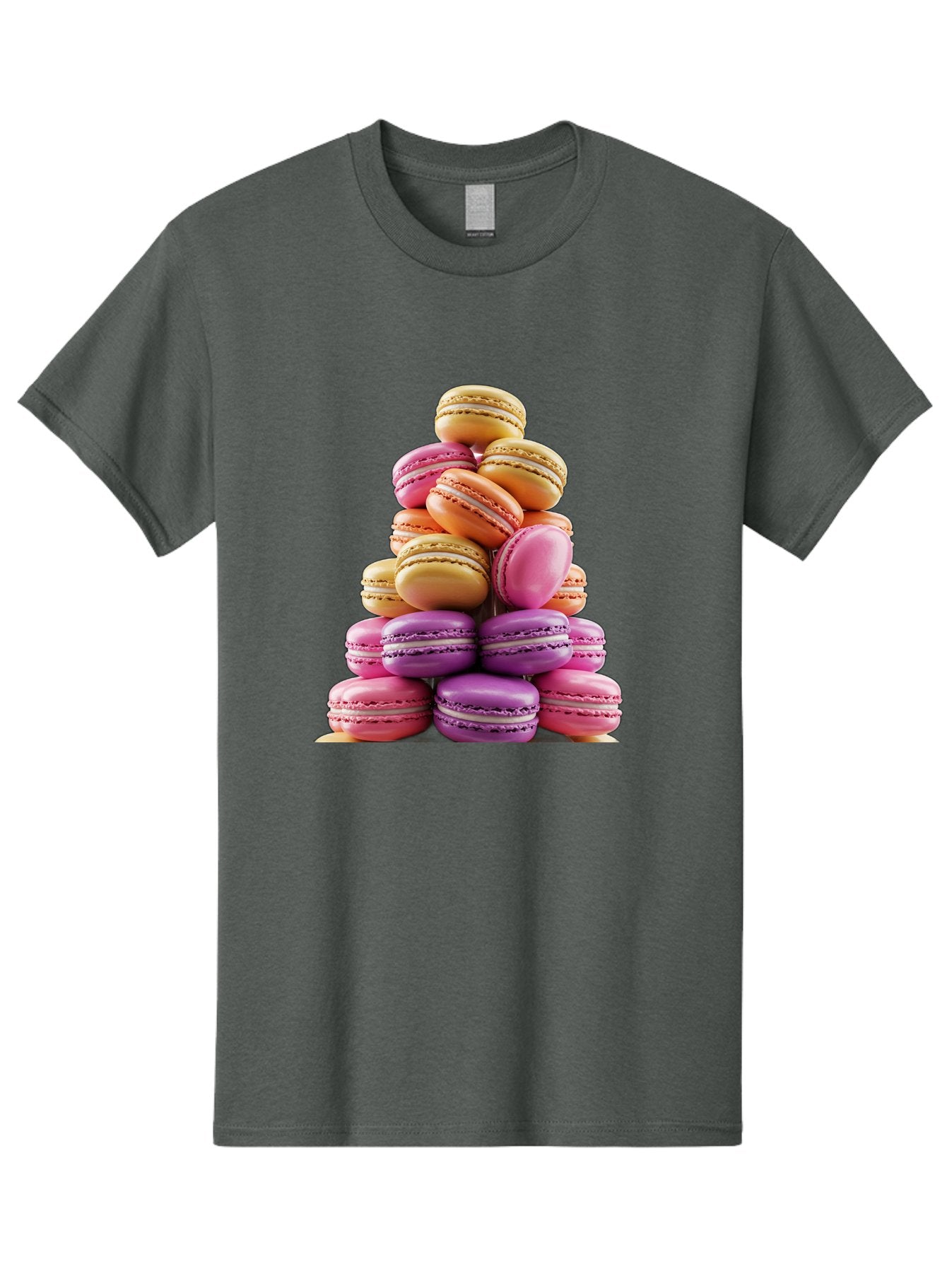 Macaron-Tower-2 Men'S Graphic Tee, 100% Cotton, Comfortable Casual Summer Wear, Machine Washable, Stack Of Macarons, Colorful Macarons, Pastel Colors, Dessert Display, Sweet Treats, French Patisserie, Macaron Stack, Pastel Pink, Purple, Baa940 7