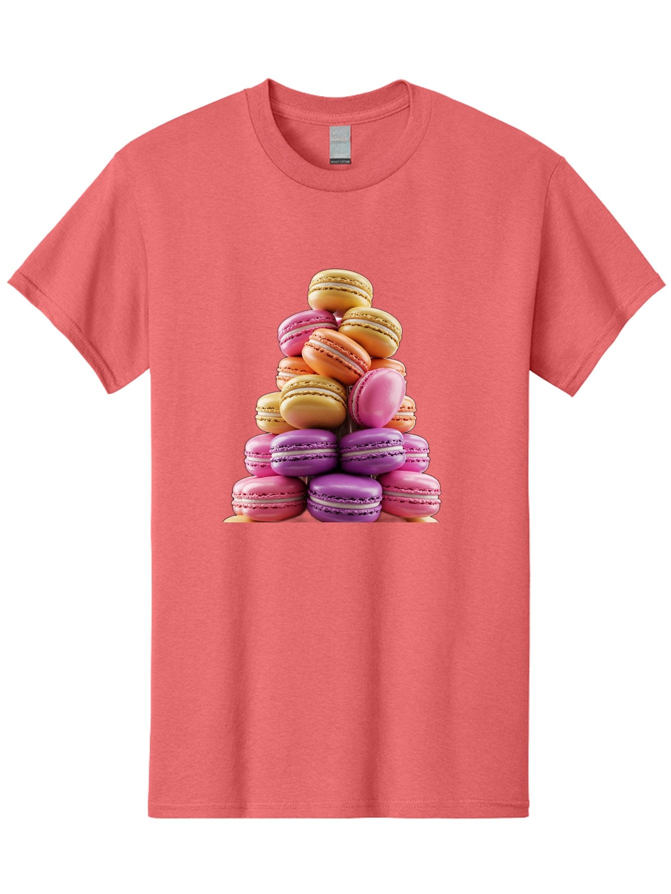 Macaron-Tower-2 Men'S Graphic Tee, 100% Cotton, Comfortable Casual Summer Wear, Machine Washable, Stack Of Macarons, Colorful Macarons, Pastel Colors, Dessert Display, Sweet Treats, French Patisserie, Macaron Stack, Pastel Pink, Purple, Baa940 9
