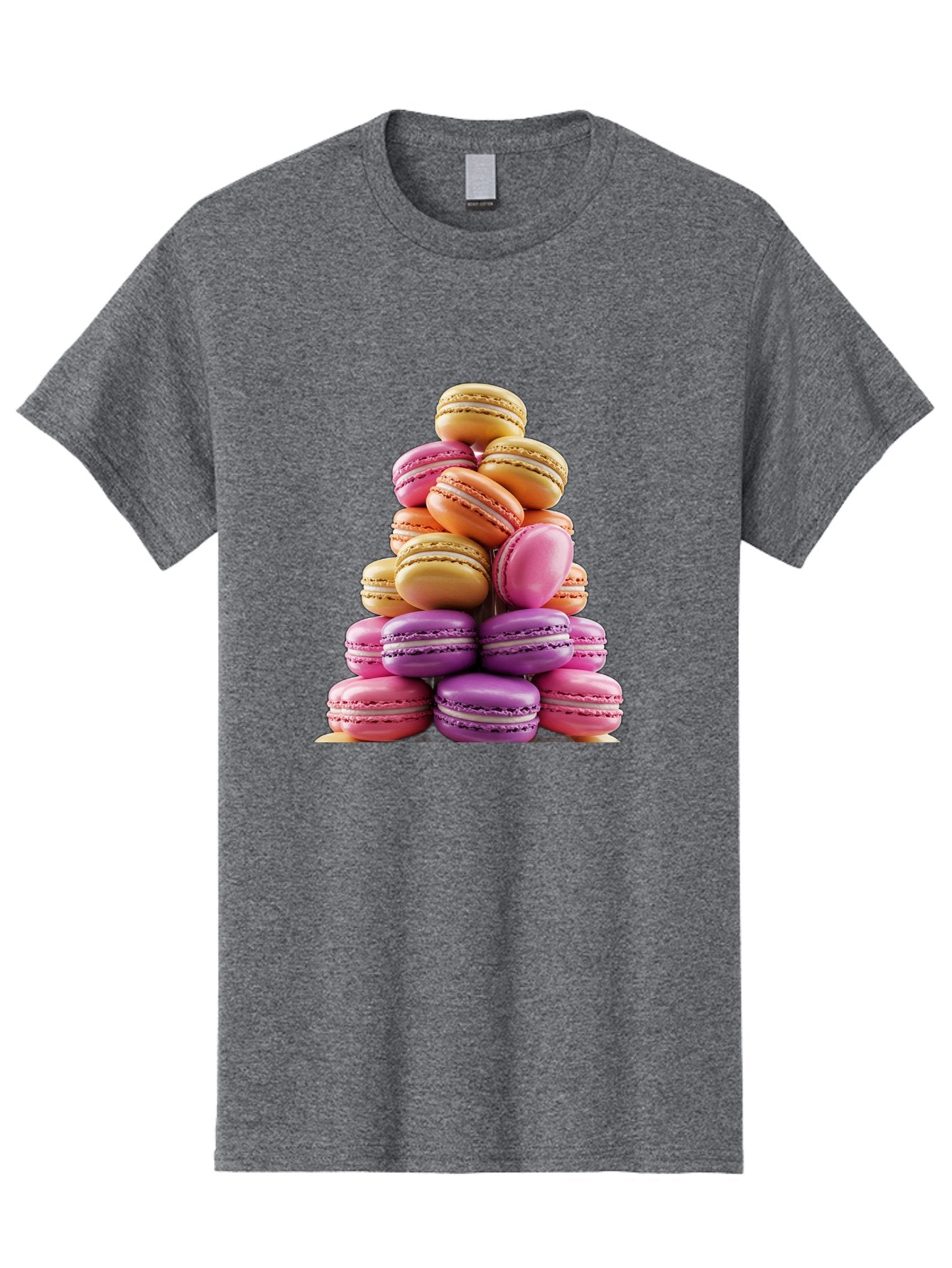 Macaron-Tower-2 Men'S Graphic Tee, 100% Cotton, Comfortable Casual Summer Wear, Machine Washable, Stack Of Macarons, Colorful Macarons, Pastel Colors, Dessert Display, Sweet Treats, French Patisserie, Macaron Stack, Pastel Pink, Purple, Baa940 5