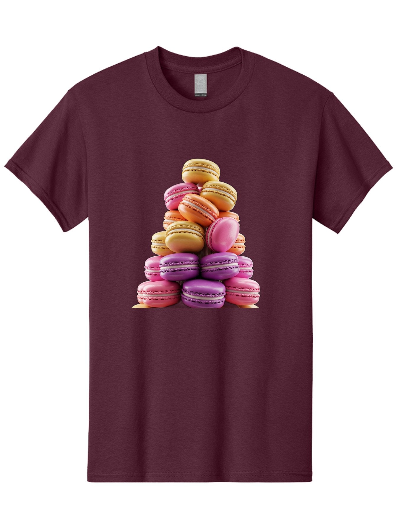Macaron-Tower-2 Men'S Graphic Tee, 100% Cotton, Comfortable Casual Summer Wear, Machine Washable, Stack Of Macarons, Colorful Macarons, Pastel Colors, Dessert Display, Sweet Treats, French Patisserie, Macaron Stack, Pastel Pink, Purple, Baa940 14