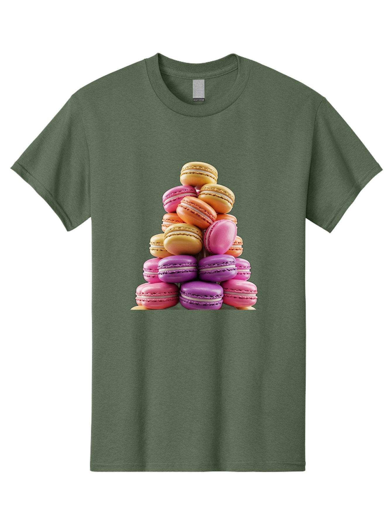 Macaron-Tower-2 Men'S Graphic Tee, 100% Cotton, Comfortable Casual Summer Wear, Machine Washable, Stack Of Macarons, Colorful Macarons, Pastel Colors, Dessert Display, Sweet Treats, French Patisserie, Macaron Stack, Pastel Pink, Purple, Baa940 3