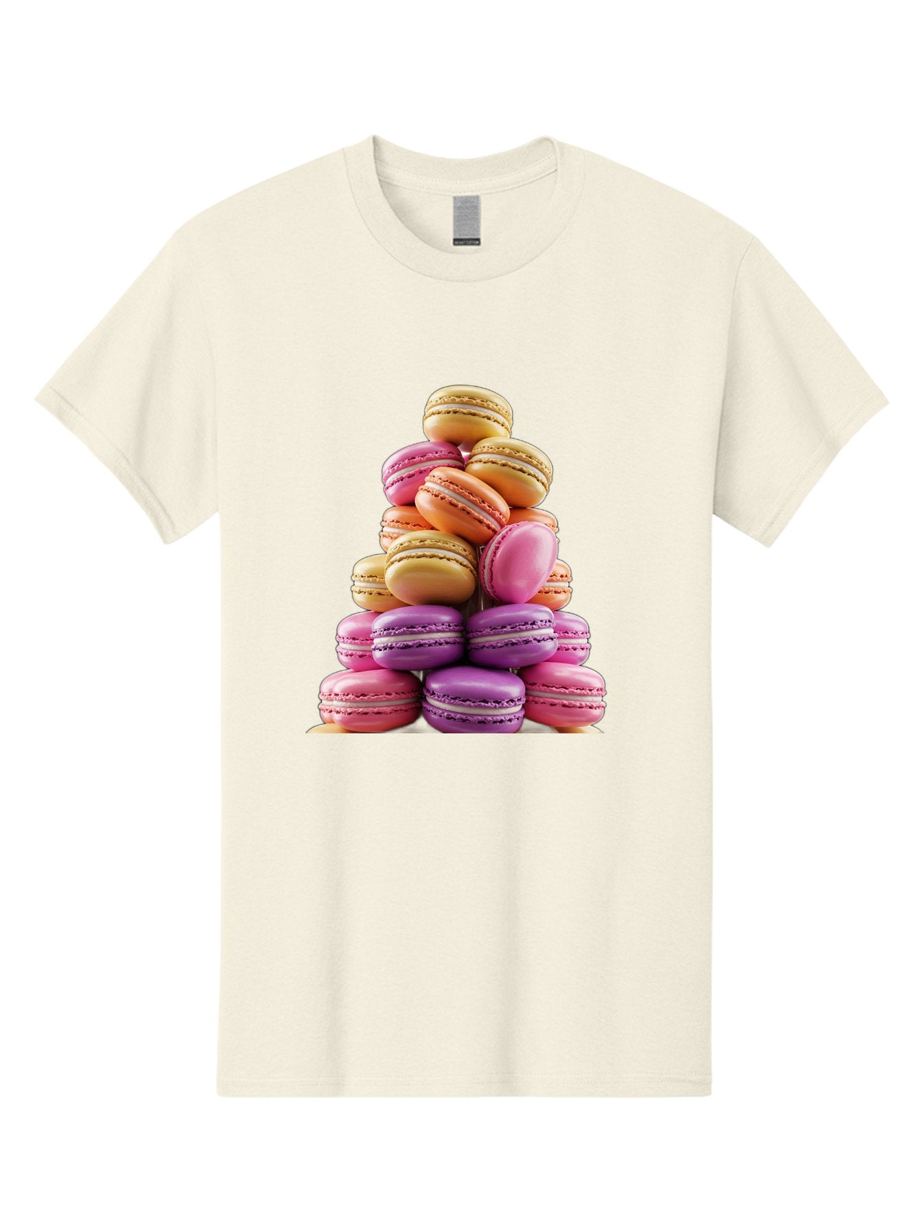 Macaron-Tower-2 Men'S Graphic Tee, 100% Cotton, Comfortable Casual Summer Wear, Machine Washable, Stack Of Macarons, Colorful Macarons, Pastel Colors, Dessert Display, Sweet Treats, French Patisserie, Macaron Stack, Pastel Pink, Purple, Baa940 15
