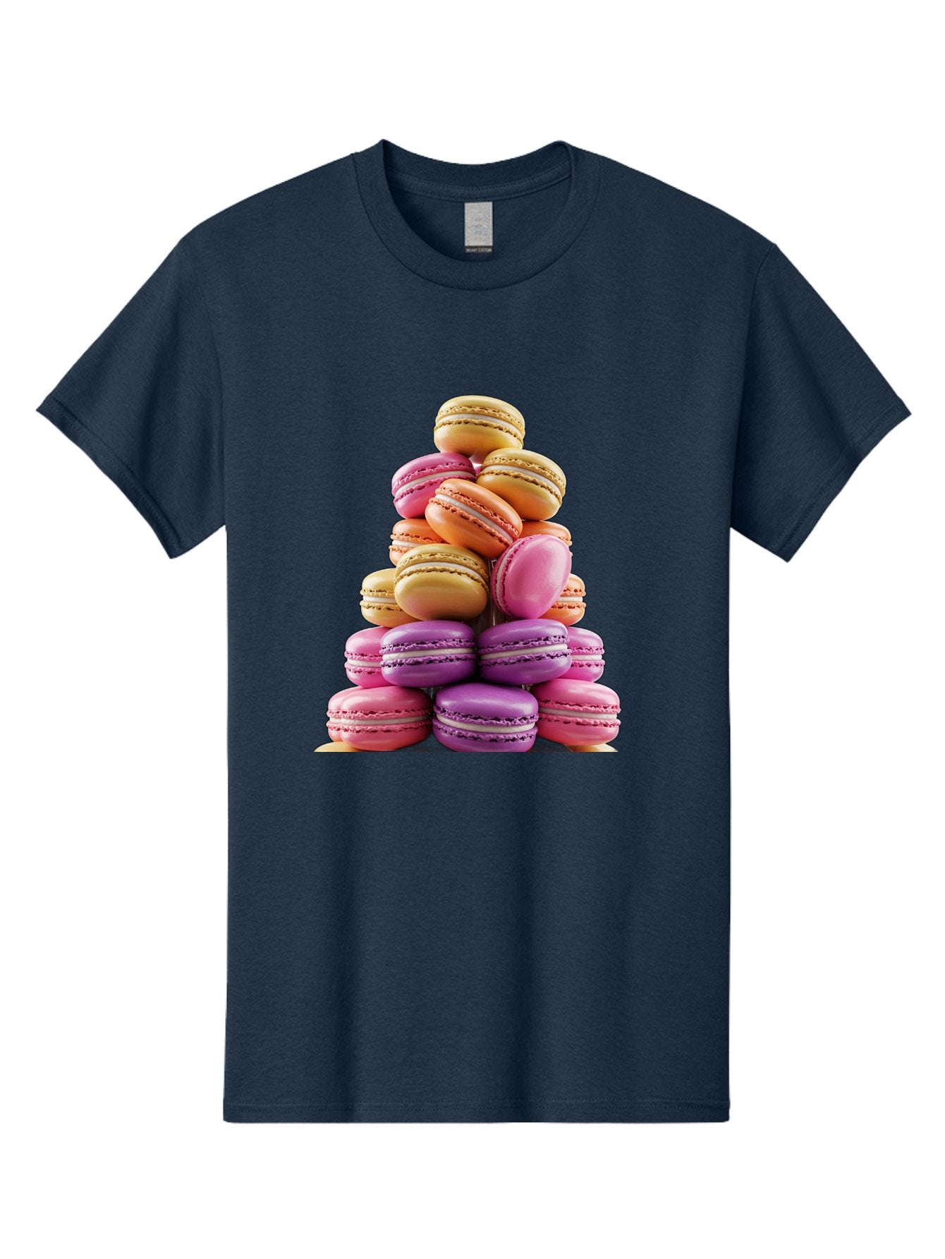 Macaron-Tower-2 Men'S Graphic Tee, 100% Cotton, Comfortable Casual Summer Wear, Machine Washable, Stack Of Macarons, Colorful Macarons, Pastel Colors, Dessert Display, Sweet Treats, French Patisserie, Macaron Stack, Pastel Pink, Purple, Baa940
