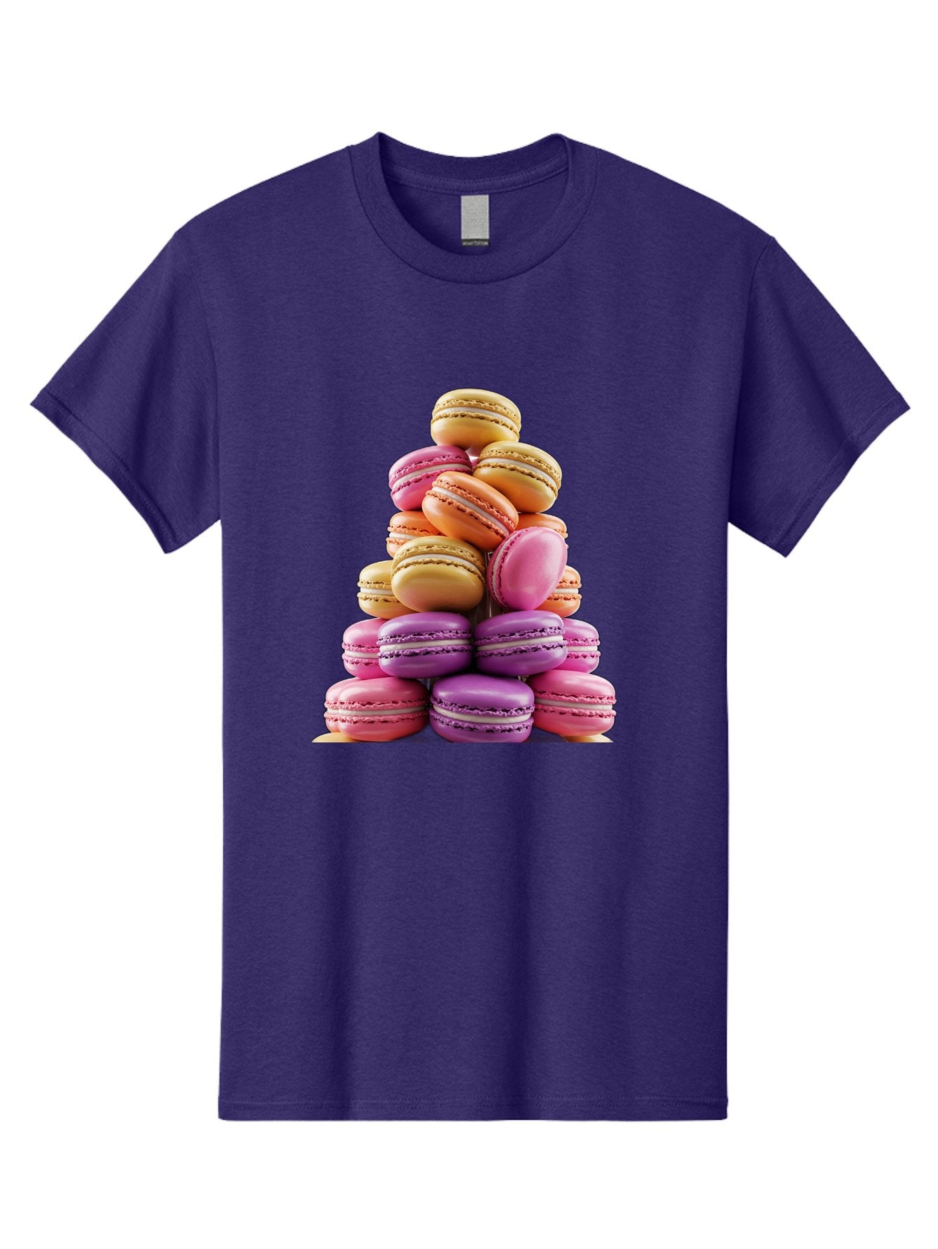 Macaron-Tower-2 Men'S Graphic Tee, 100% Cotton, Comfortable Casual Summer Wear, Machine Washable, Stack Of Macarons, Colorful Macarons, Pastel Colors, Dessert Display, Sweet Treats, French Patisserie, Macaron Stack, Pastel Pink, Purple, Baa940 6