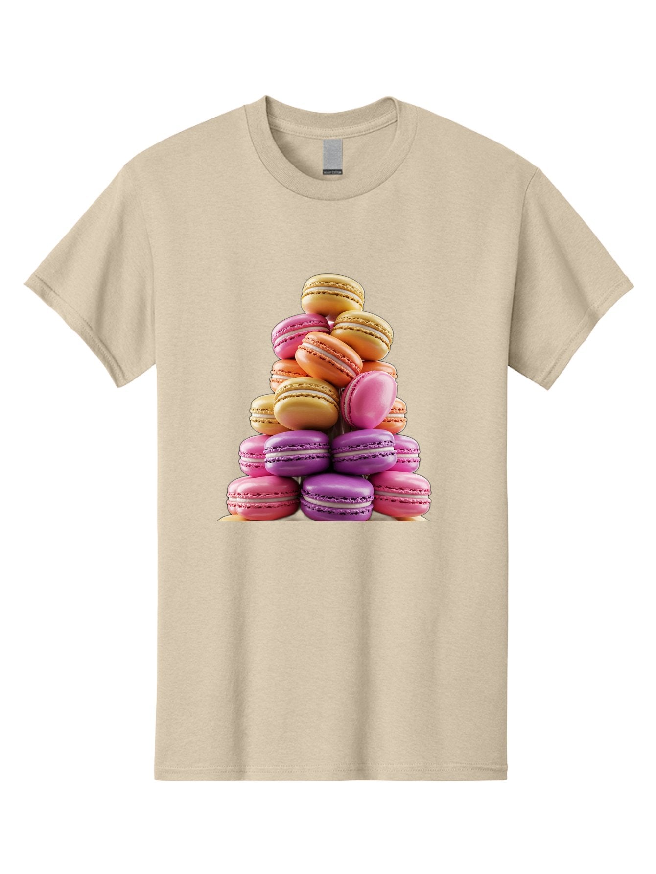 Macaron-Tower-2 Men'S Graphic Tee, 100% Cotton, Comfortable Casual Summer Wear, Machine Washable, Stack Of Macarons, Colorful Macarons, Pastel Colors, Dessert Display, Sweet Treats, French Patisserie, Macaron Stack, Pastel Pink, Purple, Baa940 8