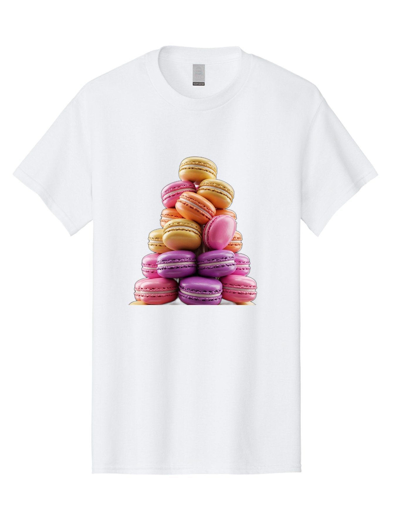 Macaron-Tower-2 Men'S Graphic Tee, 100% Cotton, Comfortable Casual Summer Wear, Machine Washable, Stack Of Macarons, Colorful Macarons, Pastel Colors, Dessert Display, Sweet Treats, French Patisserie, Macaron Stack, Pastel Pink, Purple, Baa940 12