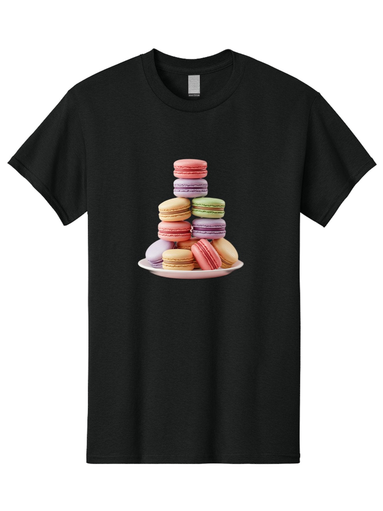 Macaron-Tower Men'S Graphic Tee, 100% Cotton, Comfortable Casual Summer Wear, Machine Washable, Colorful Macarons, Pastel Colors, Dessert Tower, French Patisserie, Sweet Treats, Macaron Stack, Vibrant Hues, Delicate Meringue, Baked Goods, Baa941 6