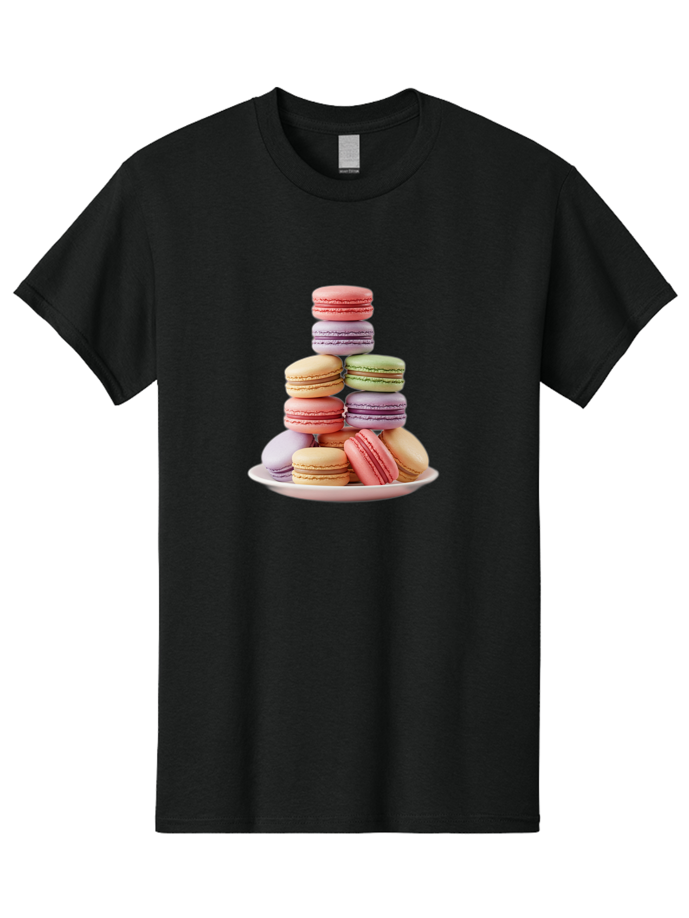 Macaron-Tower Men'S Graphic Tee, 100% Cotton, Comfortable Casual Summer Wear, Machine Washable, Colorful Macarons, Pastel Colors, Dessert Tower, French Patisserie, Sweet Treats, Macaron Stack, Vibrant Hues, Delicate Meringue, Baked Goods, Baa941 13