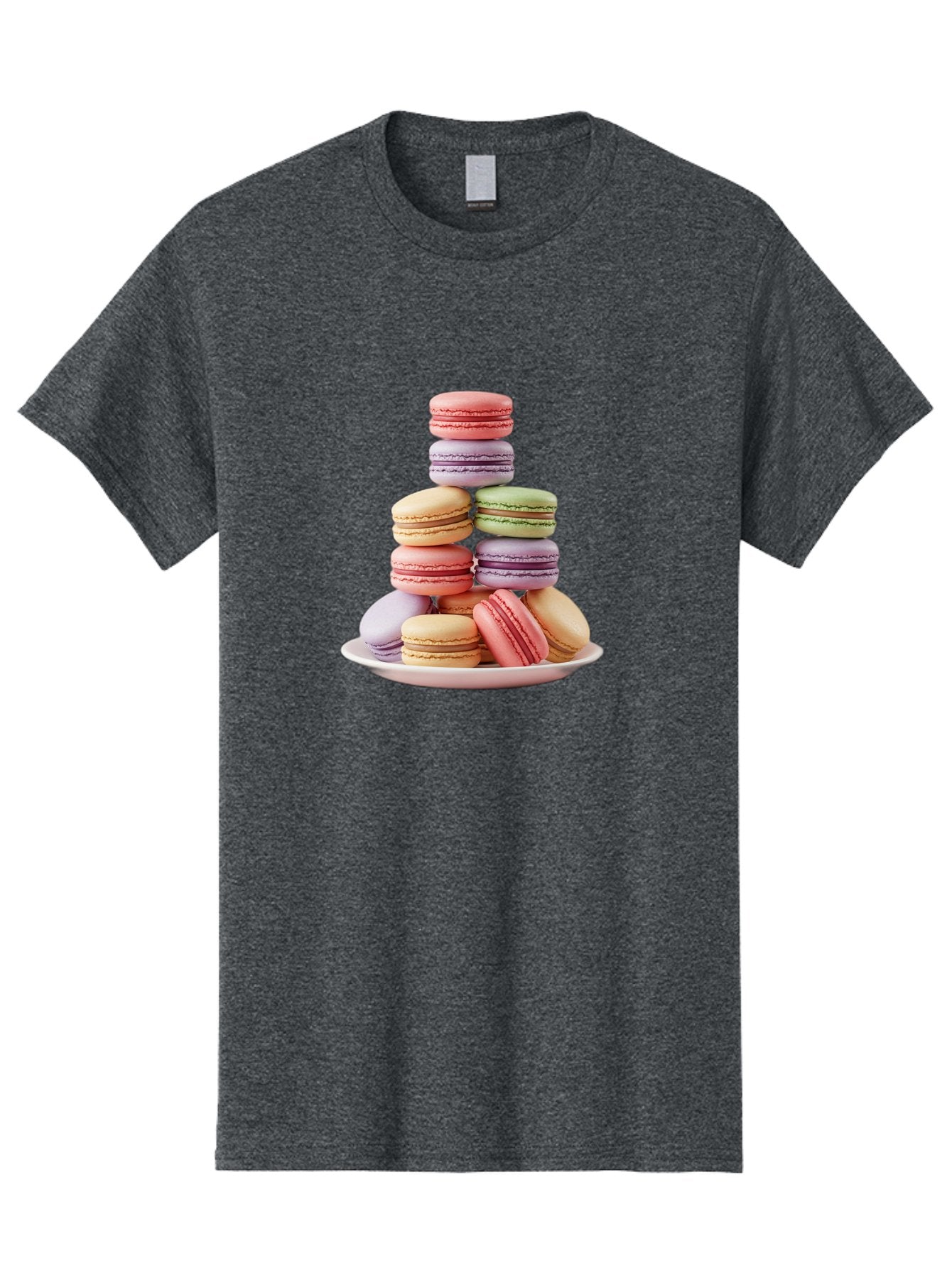 Macaron-Tower Men'S Graphic Tee, 100% Cotton, Comfortable Casual Summer Wear, Machine Washable, Colorful Macarons, Pastel Colors, Dessert Tower, French Patisserie, Sweet Treats, Macaron Stack, Vibrant Hues, Delicate Meringue, Baked Goods, Baa941