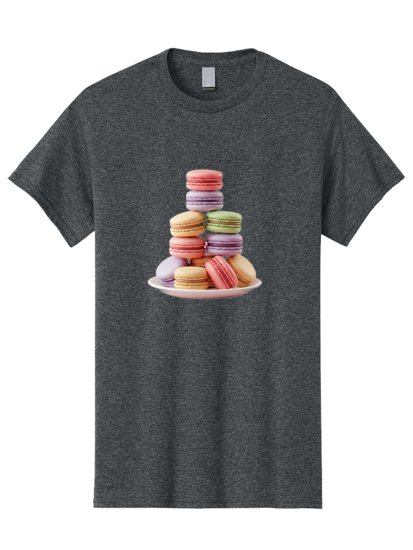 Macaron-Tower Men'S Graphic Tee, 100% Cotton, Comfortable Casual Summer Wear, Machine Washable, Colorful Macarons, Pastel Colors, Dessert Tower, French Patisserie, Sweet Treats, Macaron Stack, Vibrant Hues, Delicate Meringue, Baked Goods, Baa941 21