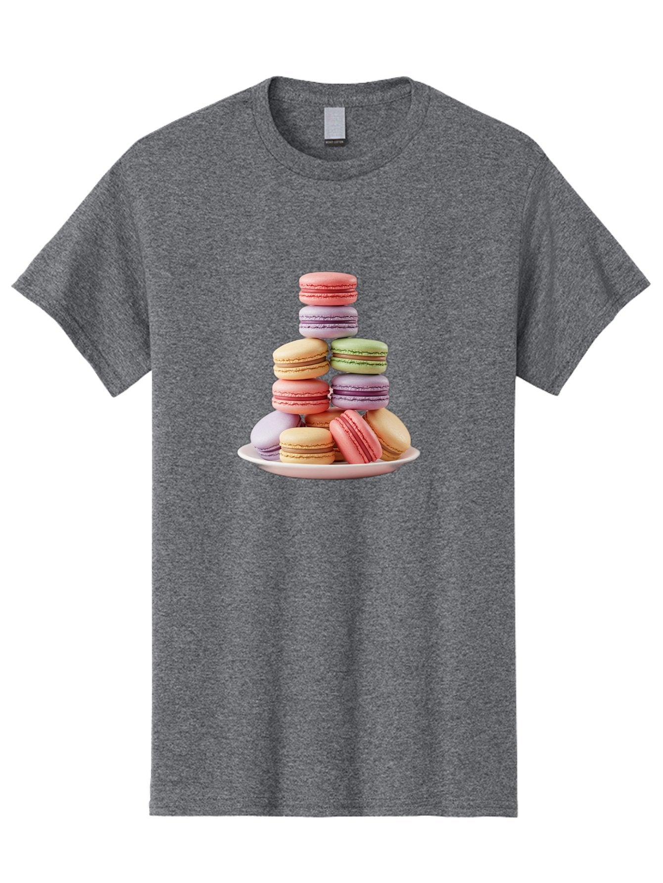 Macaron-Tower Men'S Graphic Tee, 100% Cotton, Comfortable Casual Summer Wear, Machine Washable, Colorful Macarons, Pastel Colors, Dessert Tower, French Patisserie, Sweet Treats, Macaron Stack, Vibrant Hues, Delicate Meringue, Baked Goods, Baa941 7