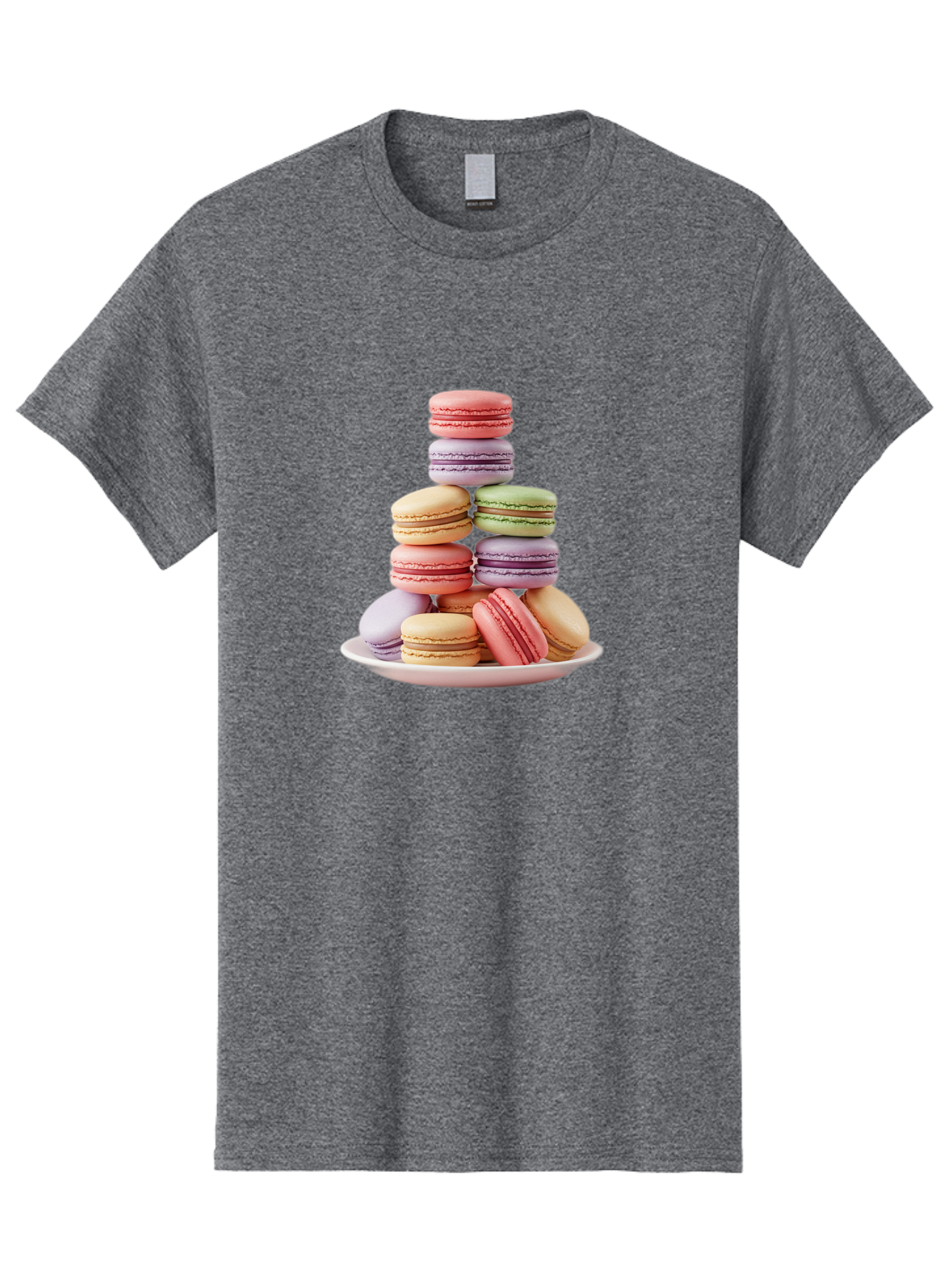 Macaron-Tower Men'S Graphic Tee, 100% Cotton, Comfortable Casual Summer Wear, Machine Washable, Colorful Macarons, Pastel Colors, Dessert Tower, French Patisserie, Sweet Treats, Macaron Stack, Vibrant Hues, Delicate Meringue, Baked Goods, Baa941 25