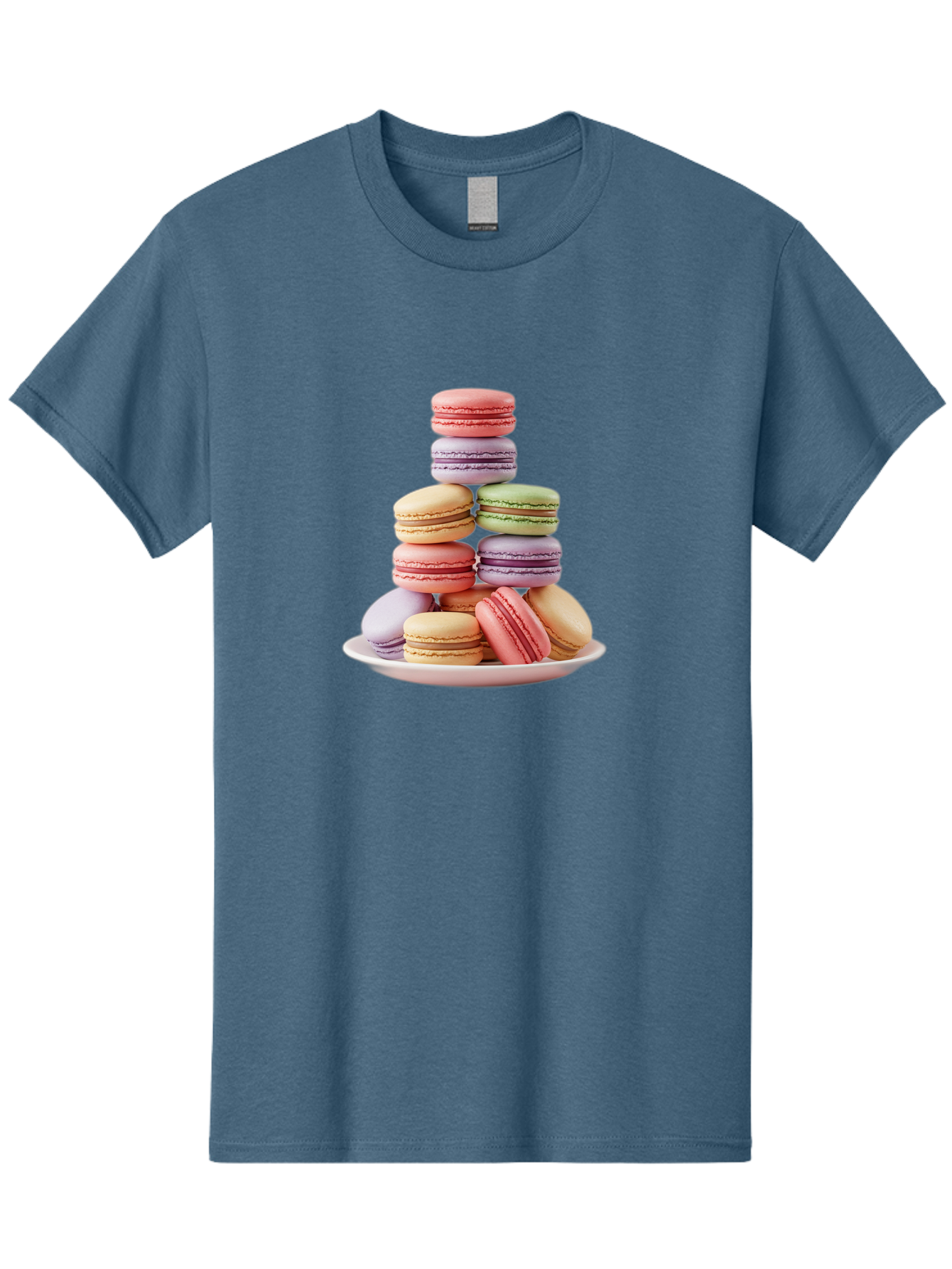 Macaron-Tower Men'S Graphic Tee, 100% Cotton, Comfortable Casual Summer Wear, Machine Washable, Colorful Macarons, Pastel Colors, Dessert Tower, French Patisserie, Sweet Treats, Macaron Stack, Vibrant Hues, Delicate Meringue, Baked Goods, Baa941