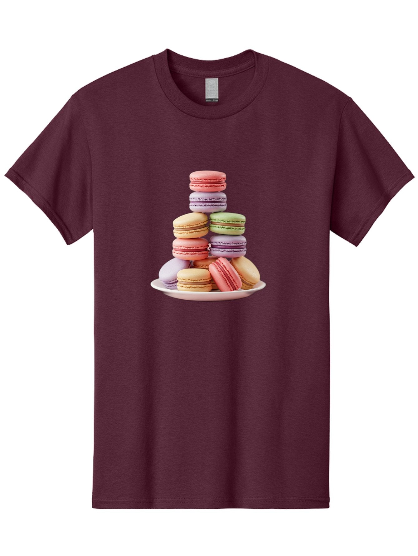 Macaron-Tower Men'S Graphic Tee, 100% Cotton, Comfortable Casual Summer Wear, Machine Washable, Colorful Macarons, Pastel Colors, Dessert Tower, French Patisserie, Sweet Treats, Macaron Stack, Vibrant Hues, Delicate Meringue, Baked Goods, Baa941 5