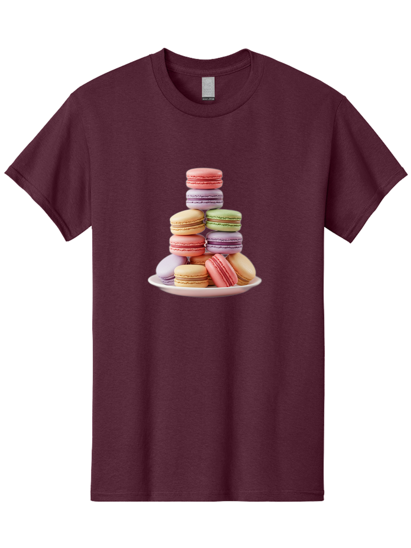 Macaron-Tower Men'S Graphic Tee, 100% Cotton, Comfortable Casual Summer Wear, Machine Washable, Colorful Macarons, Pastel Colors, Dessert Tower, French Patisserie, Sweet Treats, Macaron Stack, Vibrant Hues, Delicate Meringue, Baked Goods, Baa941 15