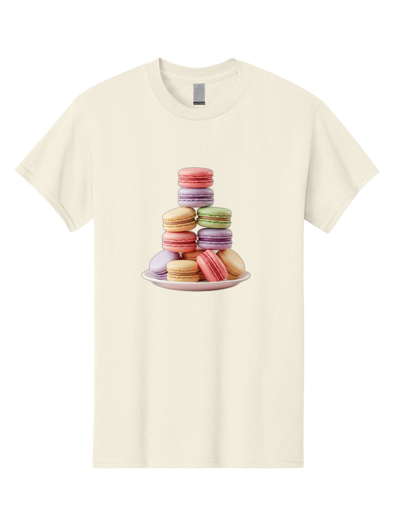 Macaron-Tower Men'S Graphic Tee, 100% Cotton, Comfortable Casual Summer Wear, Machine Washable, Colorful Macarons, Pastel Colors, Dessert Tower, French Patisserie, Sweet Treats, Macaron Stack, Vibrant Hues, Delicate Meringue, Baked Goods, Baa941 10