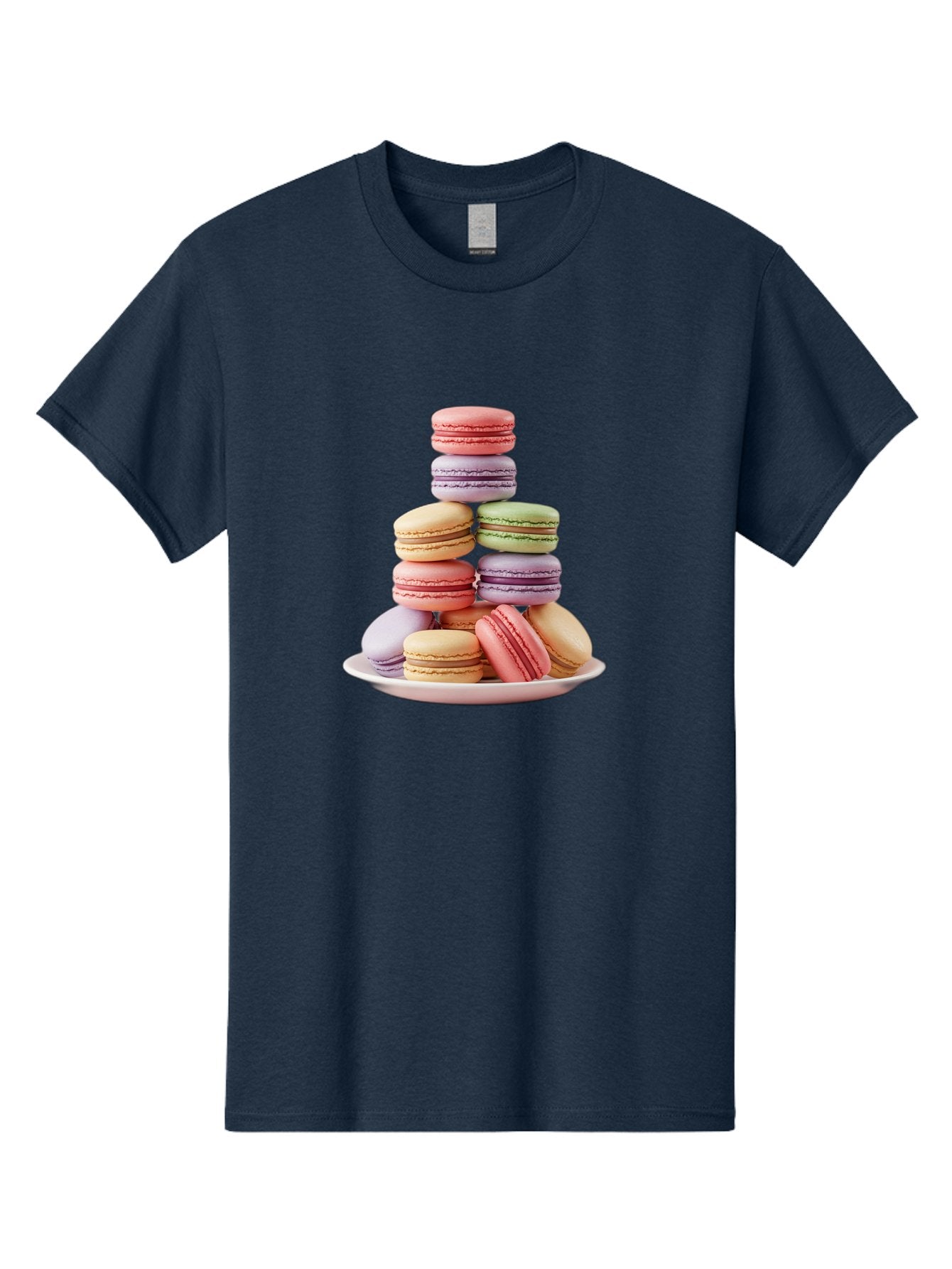 Macaron-Tower Men'S Graphic Tee, 100% Cotton, Comfortable Casual Summer Wear, Machine Washable, Colorful Macarons, Pastel Colors, Dessert Tower, French Patisserie, Sweet Treats, Macaron Stack, Vibrant Hues, Delicate Meringue, Baked Goods, Baa941 14