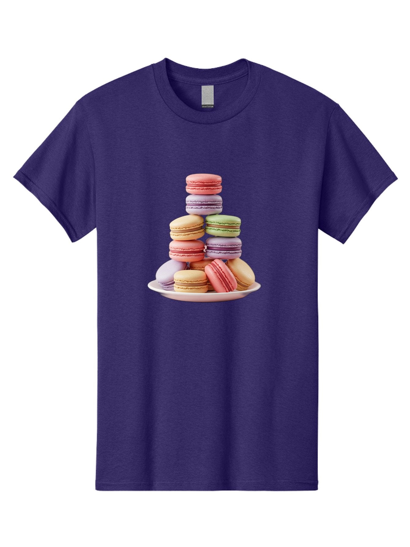 Macaron-Tower Men'S Graphic Tee, 100% Cotton, Comfortable Casual Summer Wear, Machine Washable, Colorful Macarons, Pastel Colors, Dessert Tower, French Patisserie, Sweet Treats, Macaron Stack, Vibrant Hues, Delicate Meringue, Baked Goods, Baa941 8