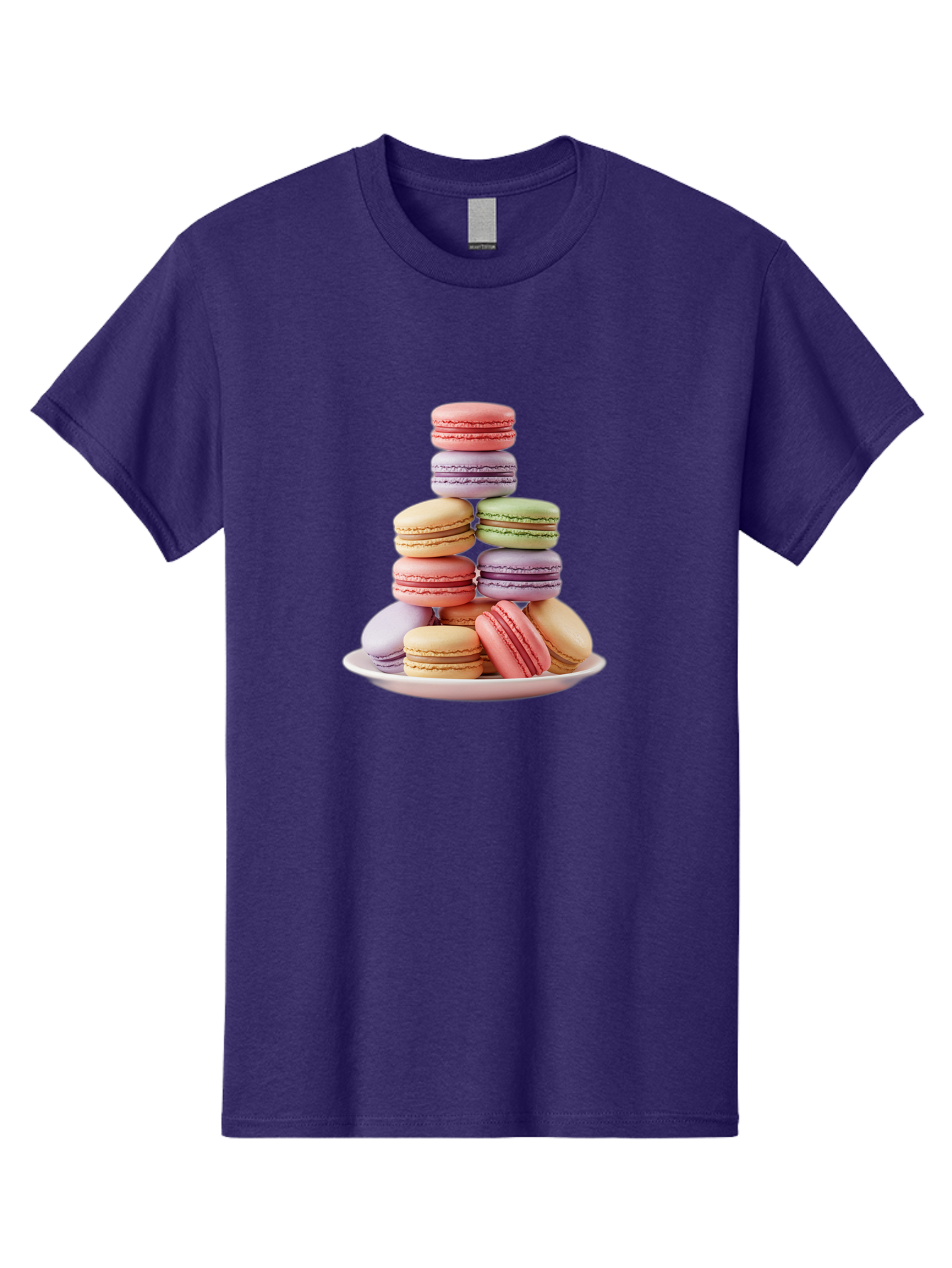 Macaron-Tower Men'S Graphic Tee, 100% Cotton, Comfortable Casual Summer Wear, Machine Washable, Colorful Macarons, Pastel Colors, Dessert Tower, French Patisserie, Sweet Treats, Macaron Stack, Vibrant Hues, Delicate Meringue, Baked Goods, Baa941 11