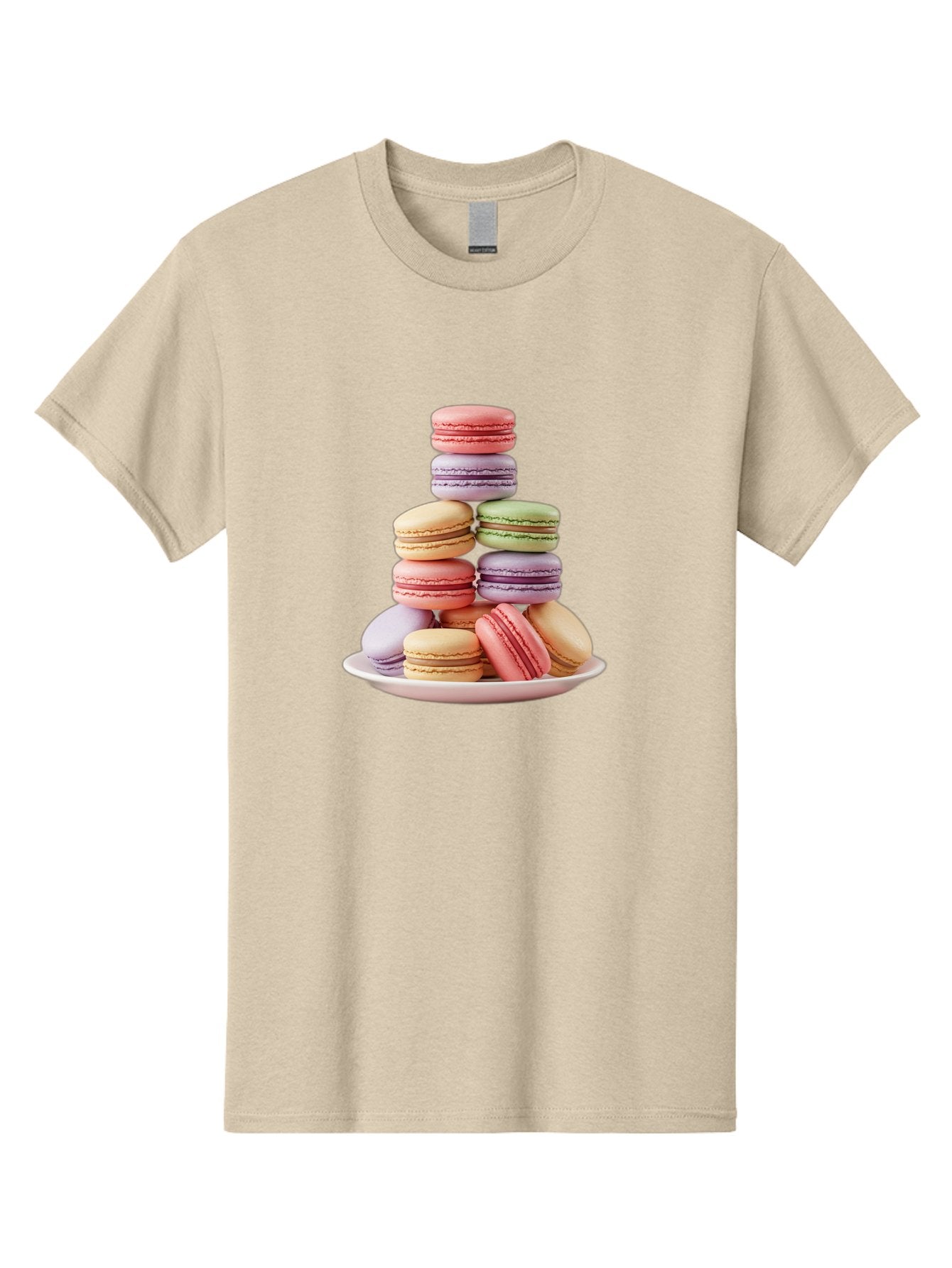 Macaron-Tower Men'S Graphic Tee, 100% Cotton, Comfortable Casual Summer Wear, Machine Washable, Colorful Macarons, Pastel Colors, Dessert Tower, French Patisserie, Sweet Treats, Macaron Stack, Vibrant Hues, Delicate Meringue, Baked Goods, Baa941 13