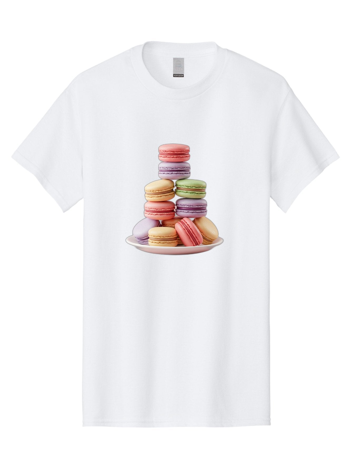 Macaron-Tower Men'S Graphic Tee, 100% Cotton, Comfortable Casual Summer Wear, Machine Washable, Colorful Macarons, Pastel Colors, Dessert Tower, French Patisserie, Sweet Treats, Macaron Stack, Vibrant Hues, Delicate Meringue, Baked Goods, Baa941 4